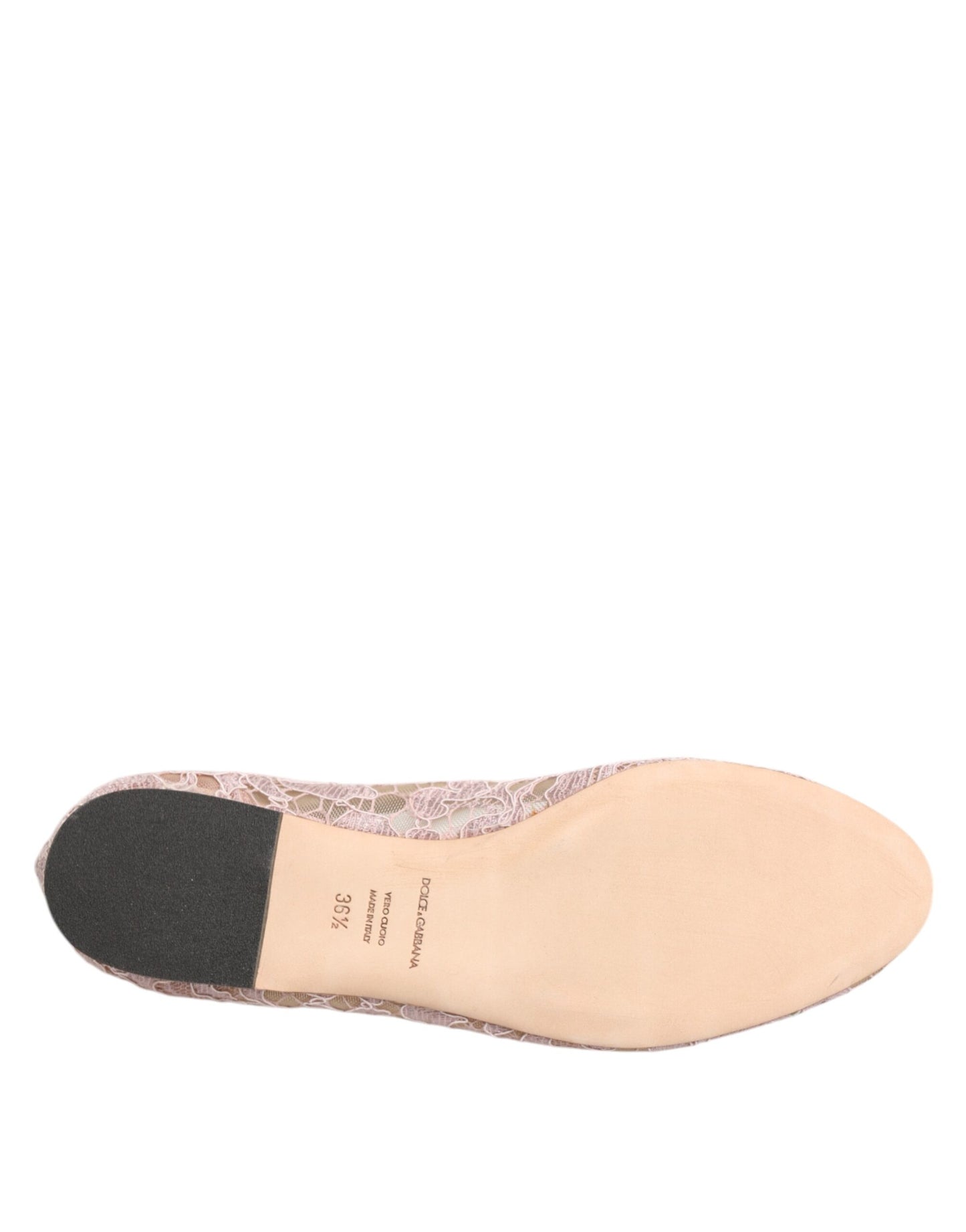 Dolce & Gabbana – Rosa Taormina – Flache Schuhe mit Spitzen und Kristallen
