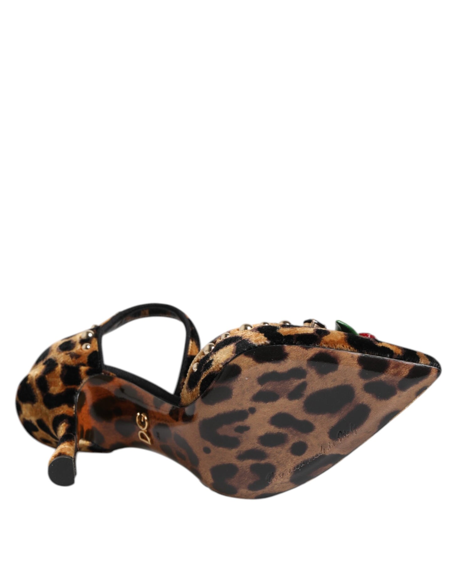 Dolce & Gabbana – Pumps mit Leopardenmuster und Kristallrosen in Braun