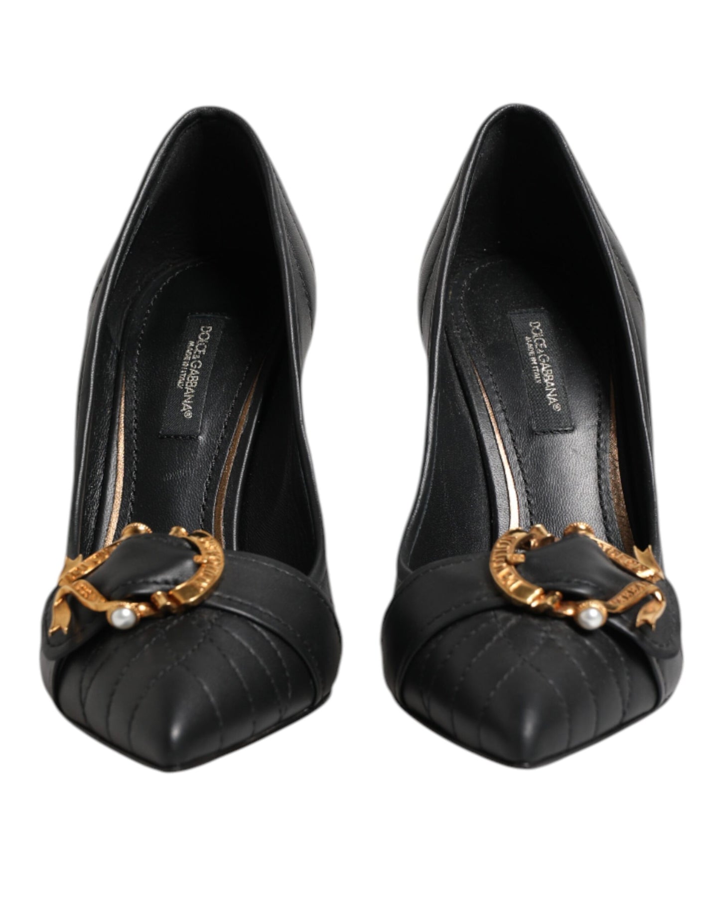 Dolce & Gabbana Schwarze Devotion Leder Heels Pumps Schuhe