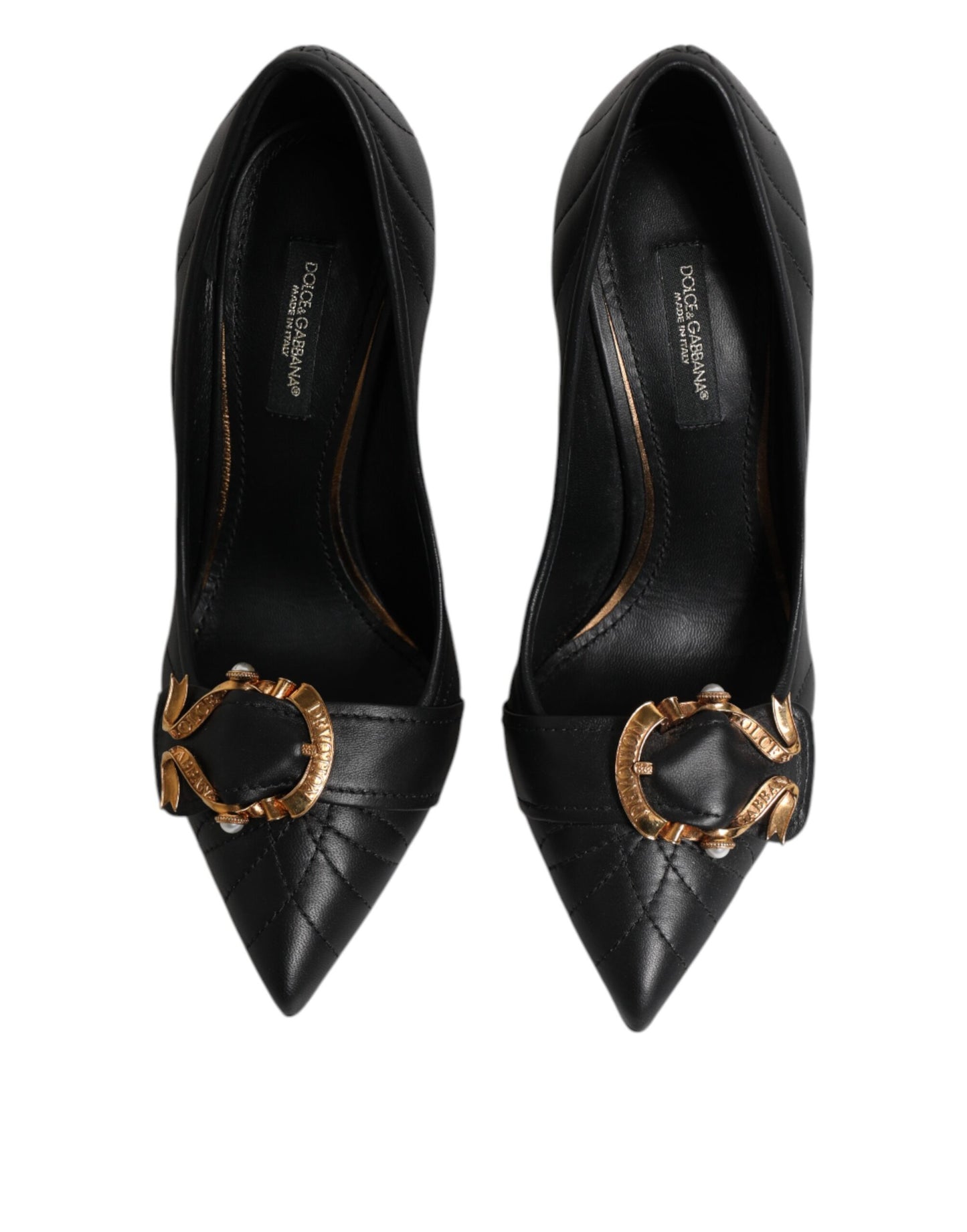 Dolce & Gabbana Schwarze Devotion Leder Heels Pumps Schuhe
