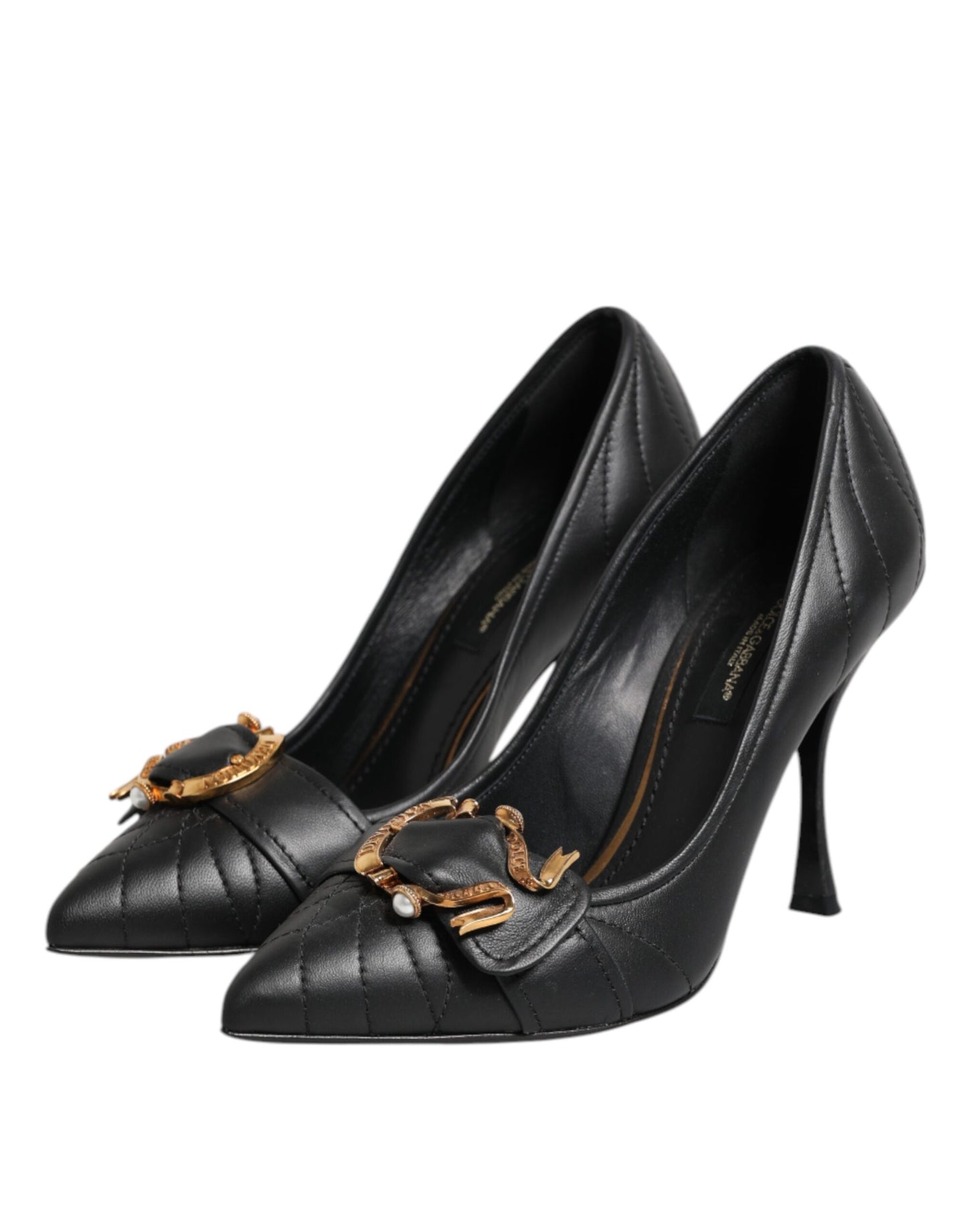 Dolce & Gabbana Schwarze Devotion Leder Heels Pumps Schuhe