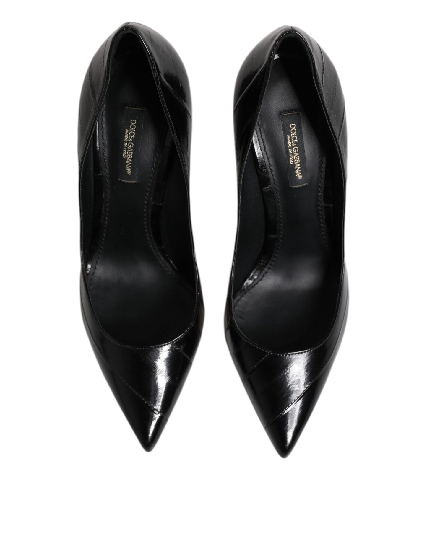 Dolce & Gabbana Schwarze Leder Stiletto High Heels Pumps Schuhe