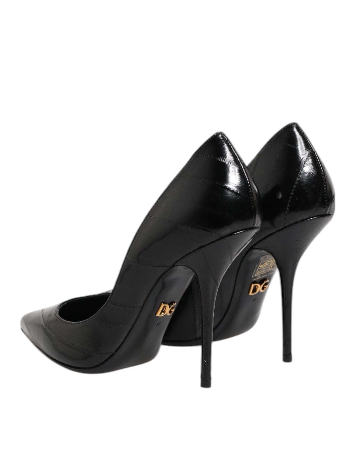 Dolce & Gabbana Schwarze Leder Stiletto High Heels Pumps Schuhe