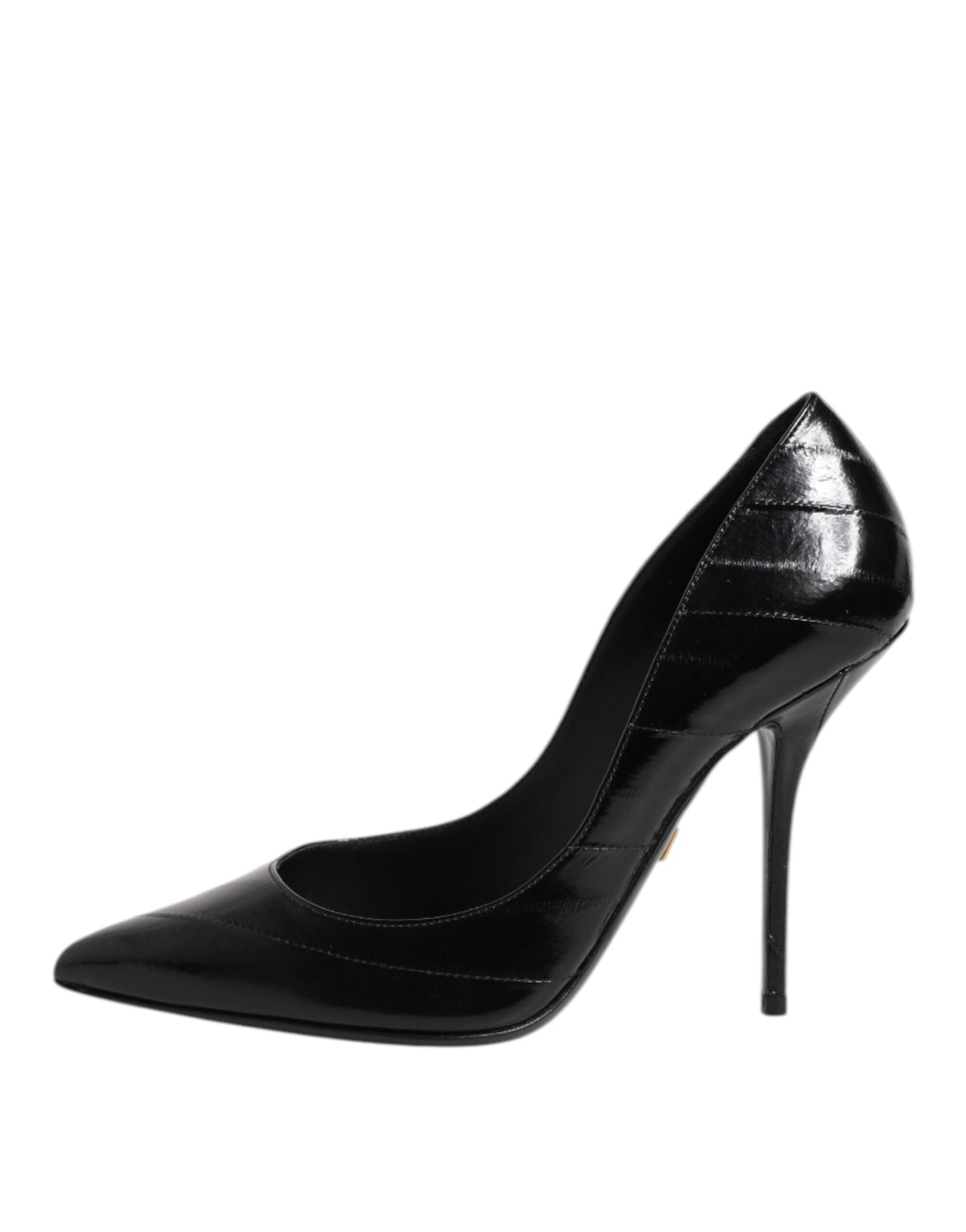 Dolce & Gabbana Schwarze Leder Stiletto High Heels Pumps Schuhe