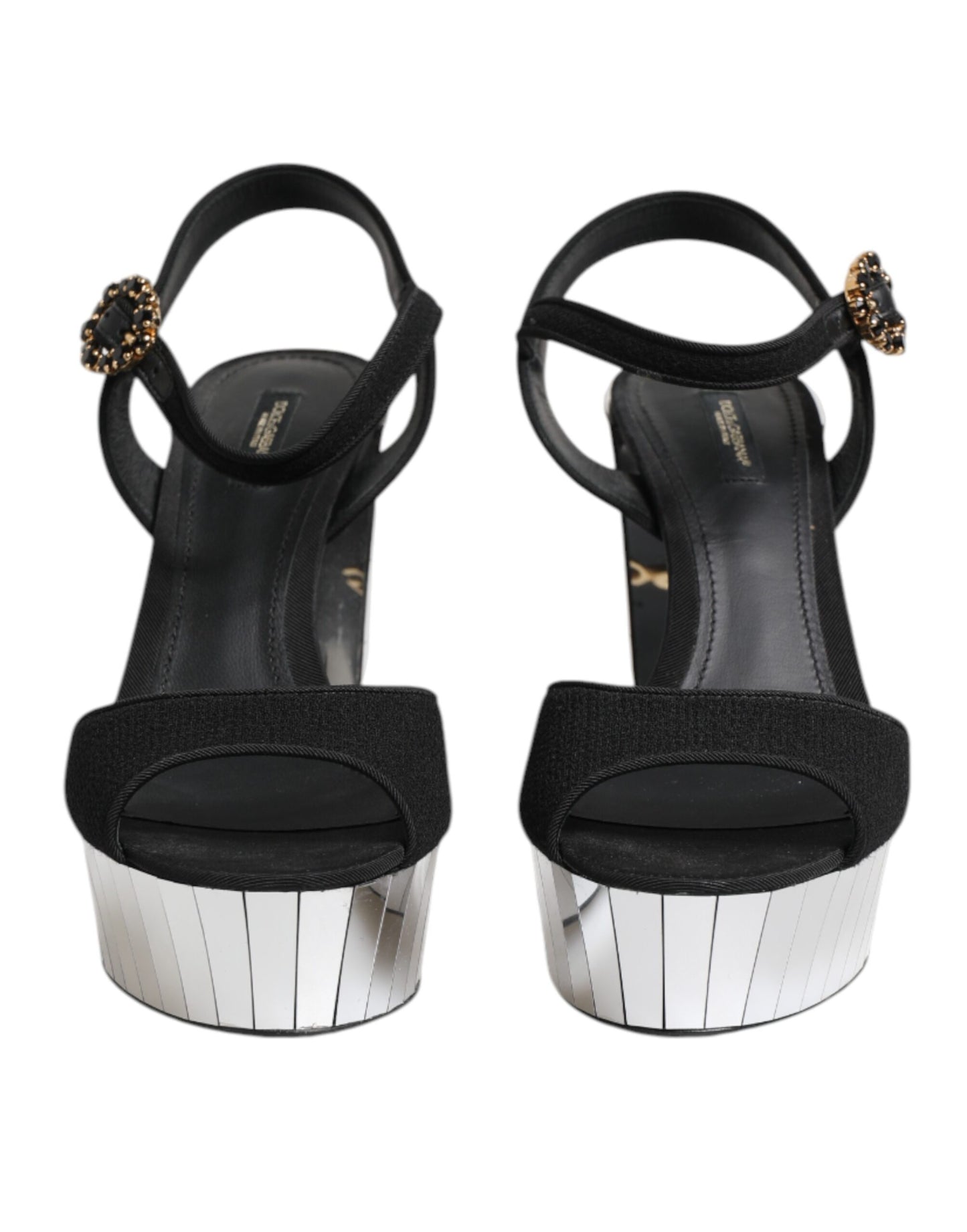 Dolce & Gabbana – Keira – Sandalen mit Knöchelriemen und schwarzem Kristall