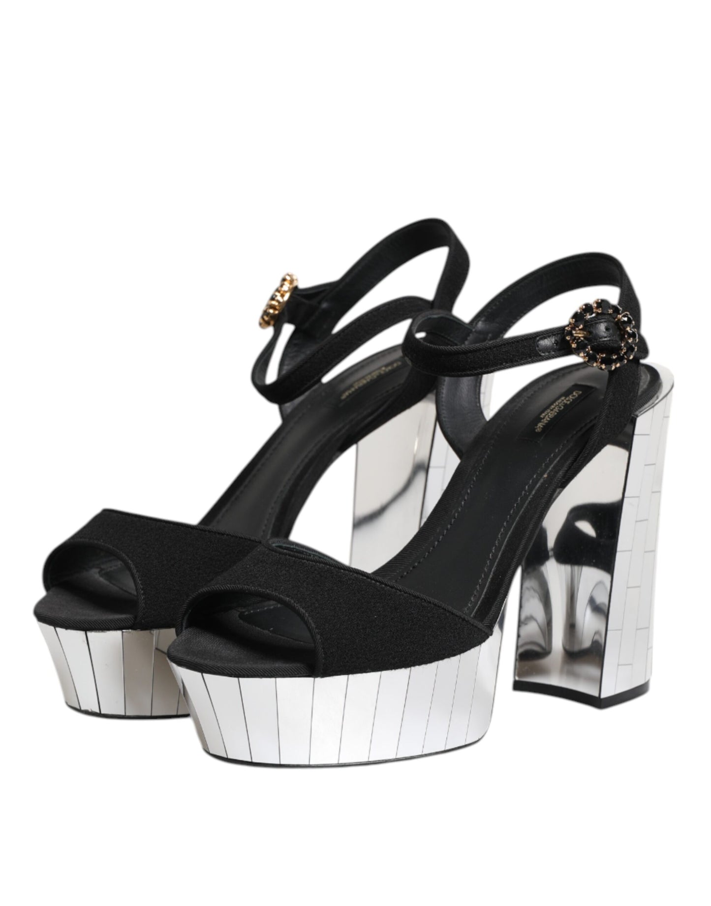 Dolce & Gabbana – Keira – Sandalen mit Knöchelriemen und schwarzem Kristall