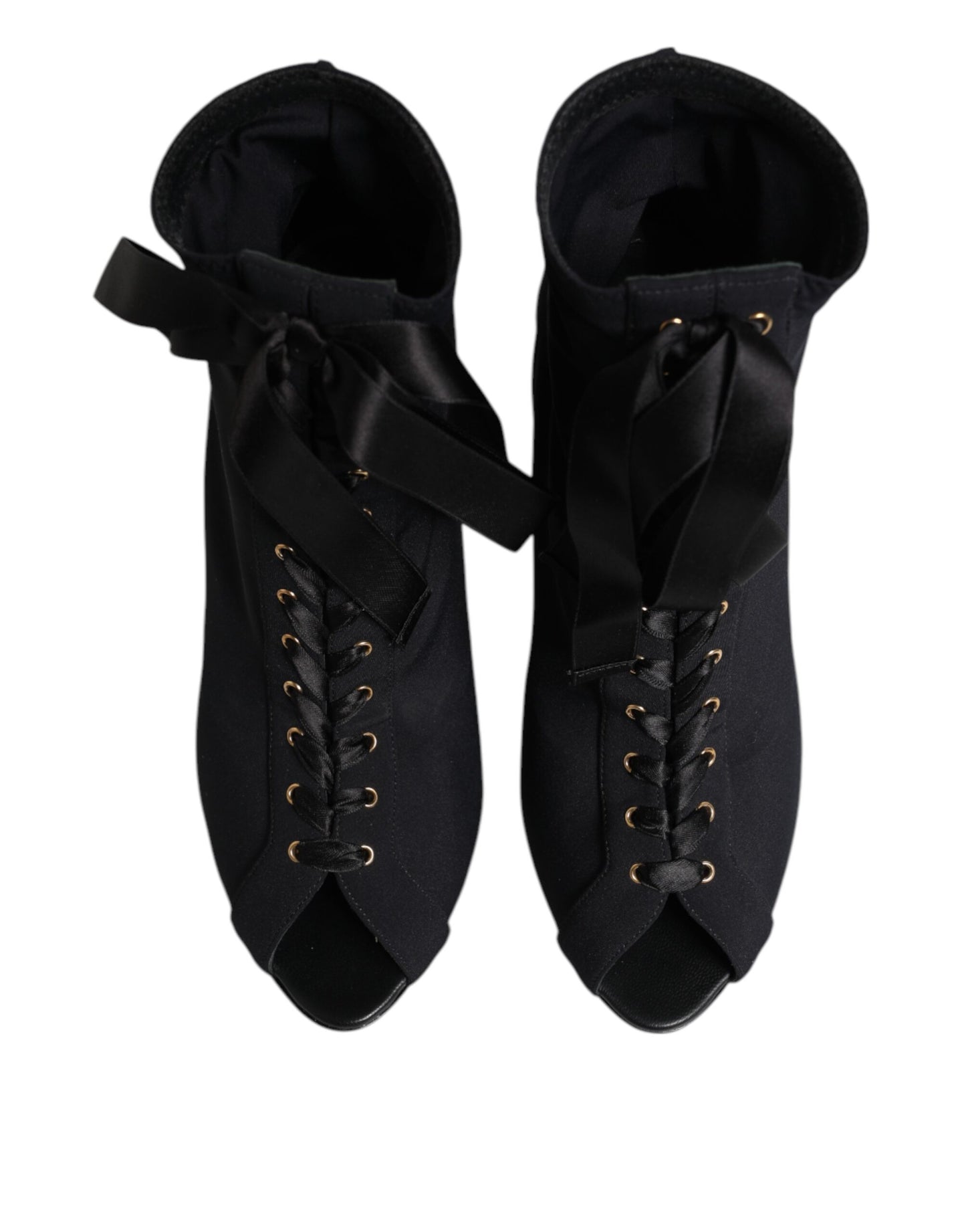 Dolce & Gabbana Schwarze Stiletto-Absätze Schnürstiefel Schuhe