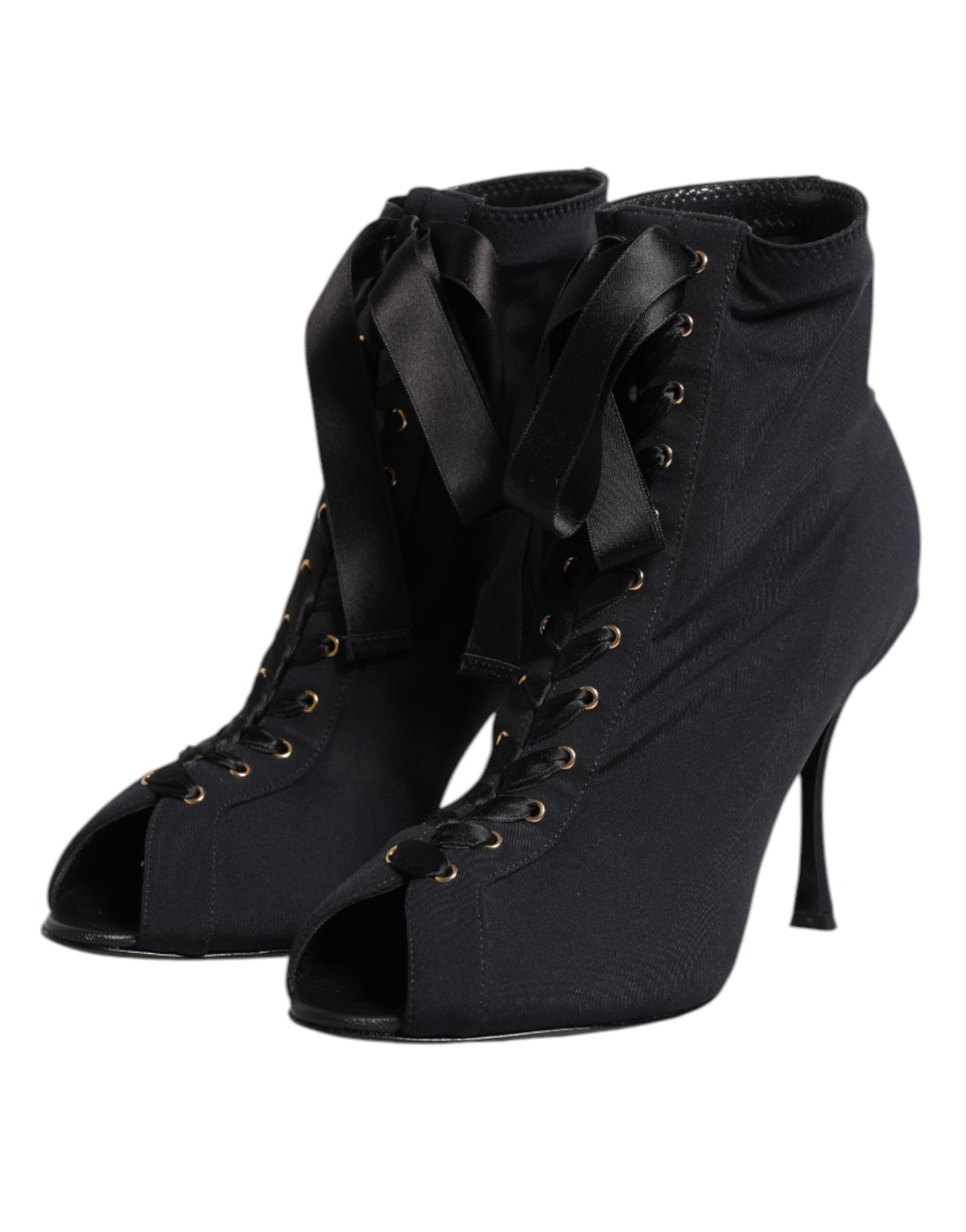 Dolce & Gabbana Schwarze Stiletto-Absätze Schnürstiefel Schuhe