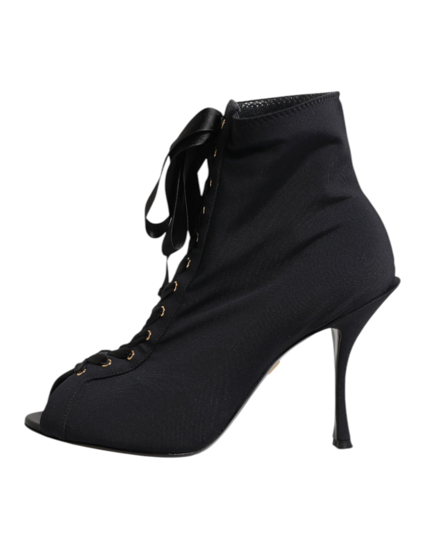 Dolce & Gabbana Schwarze Stiletto-Absätze Schnürstiefel Schuhe