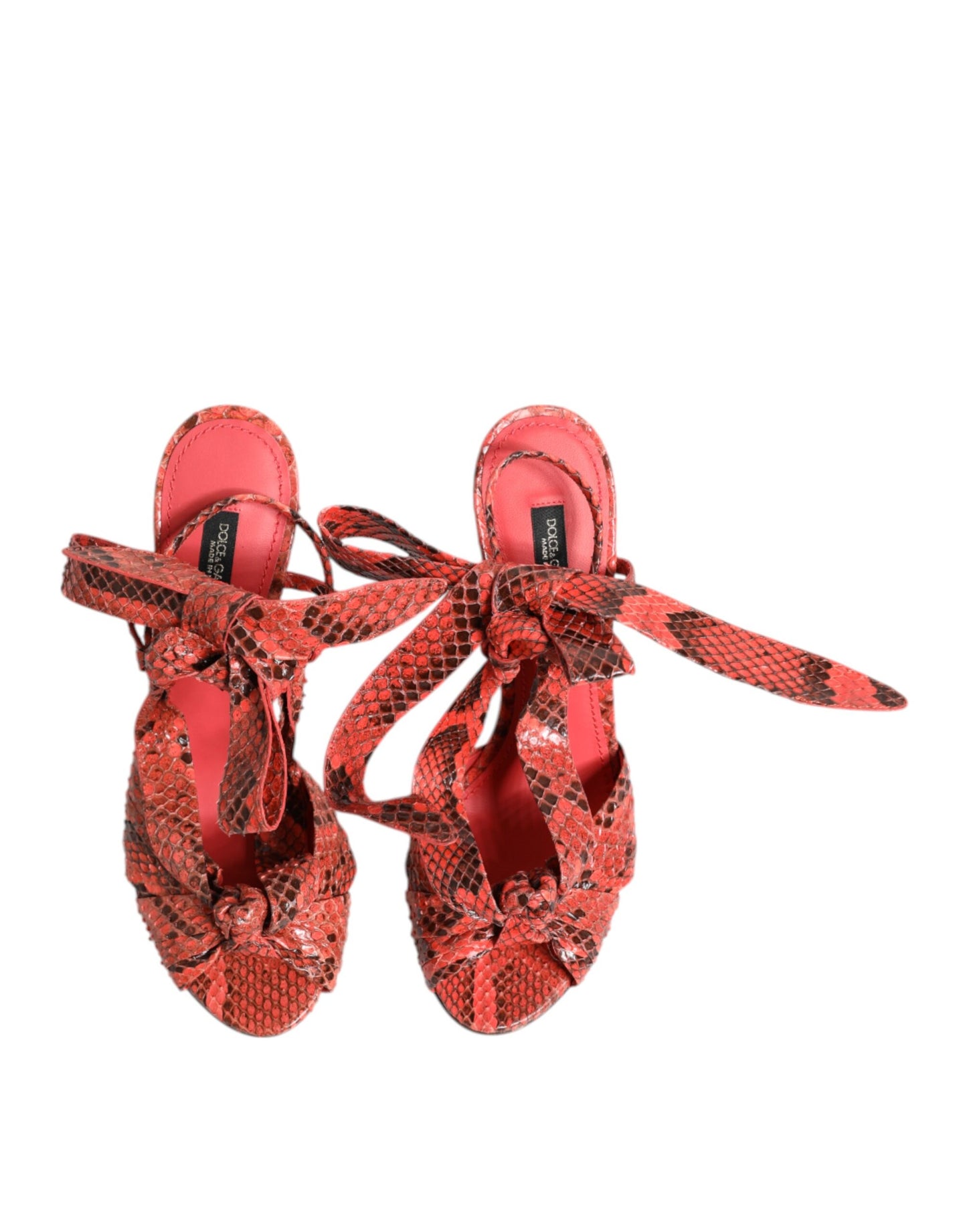 Dolce & Gabbana Korallen Python Leder Heels Sandalen Schuhe