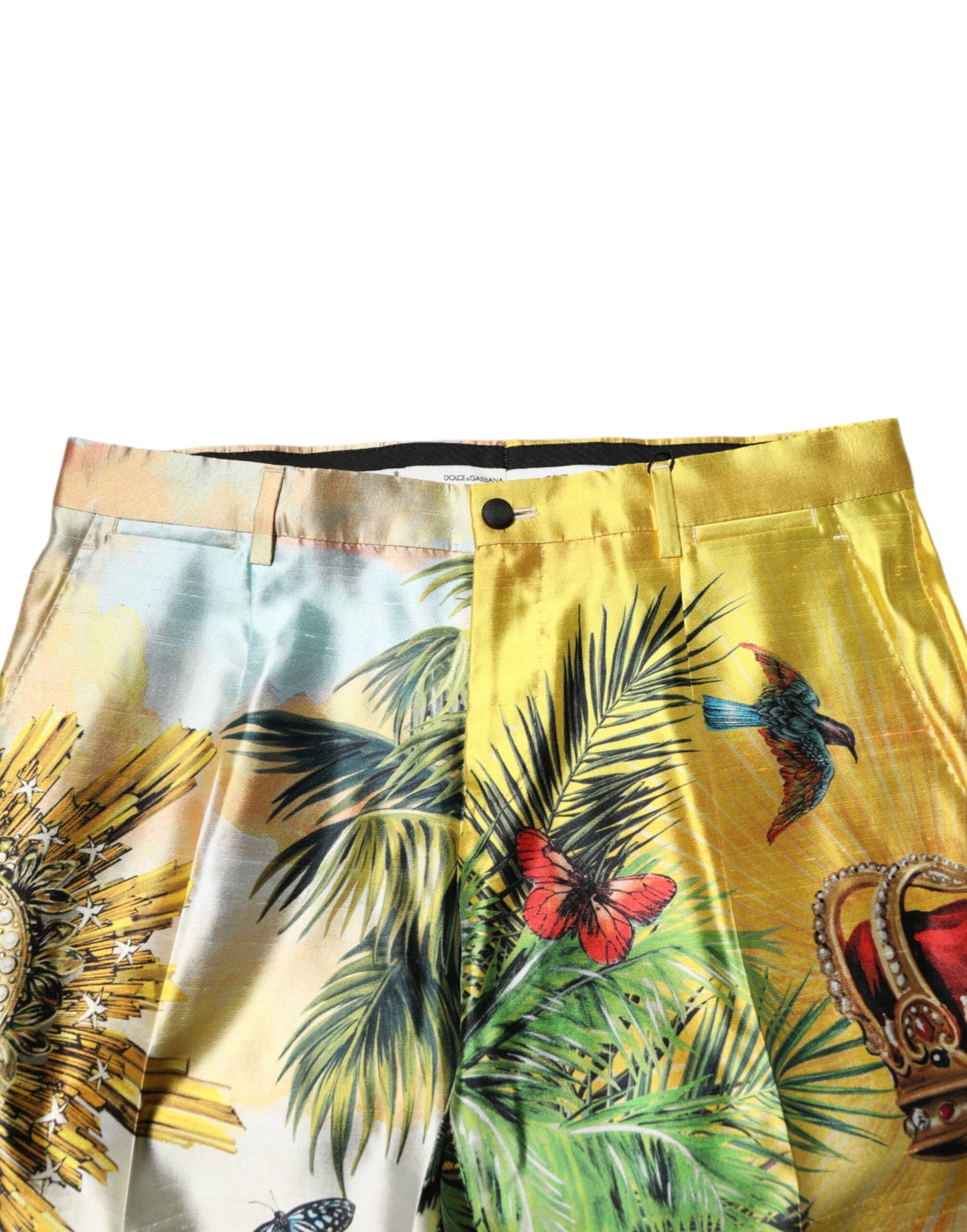 Dolce & Gabbana Herren Skinny-Hose aus Seide mit mehrfarbigem Waldprint