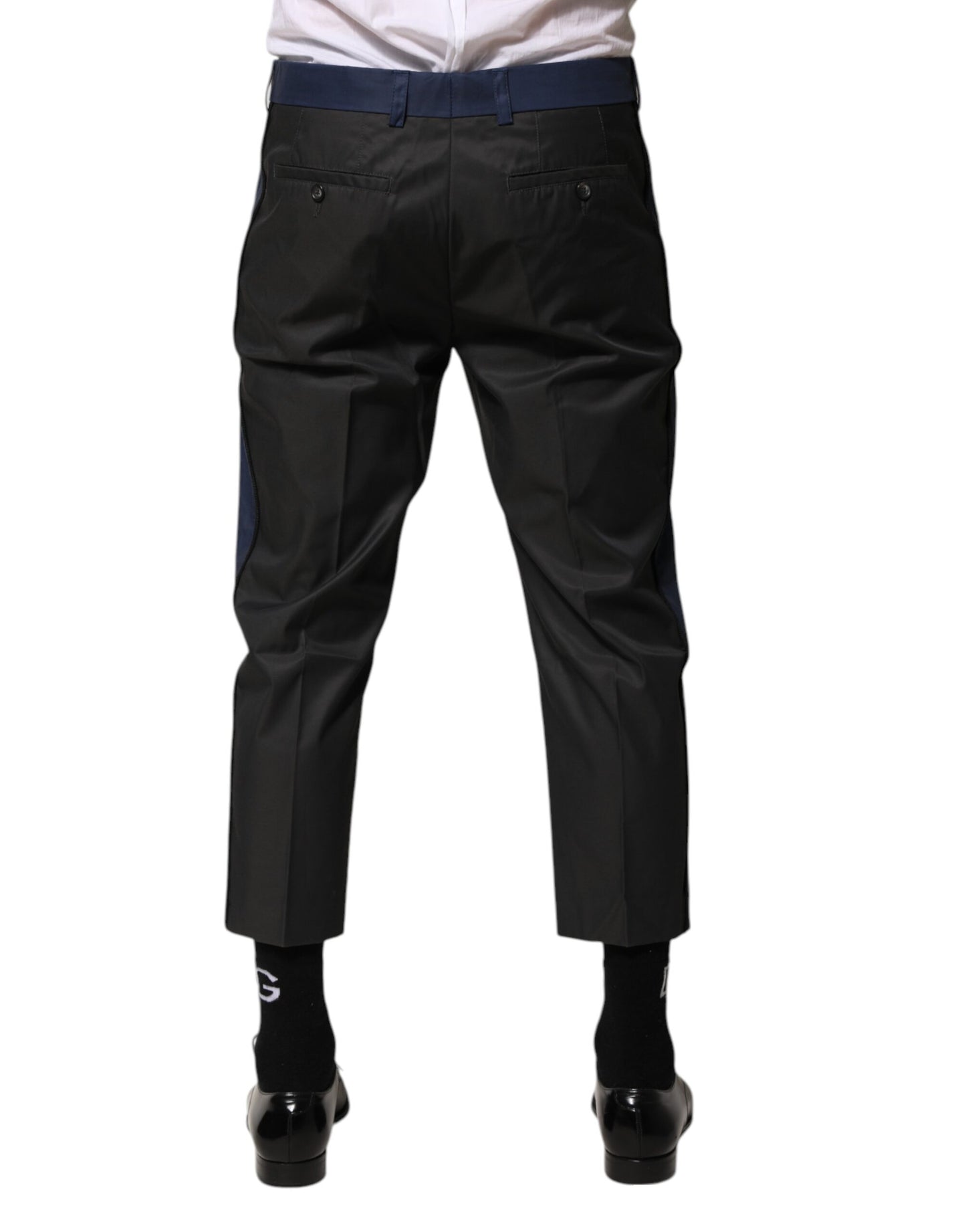 Dolce & Gabbana – Graublaue 3/4-Chinos aus Baumwolle mit verkürzter Hose