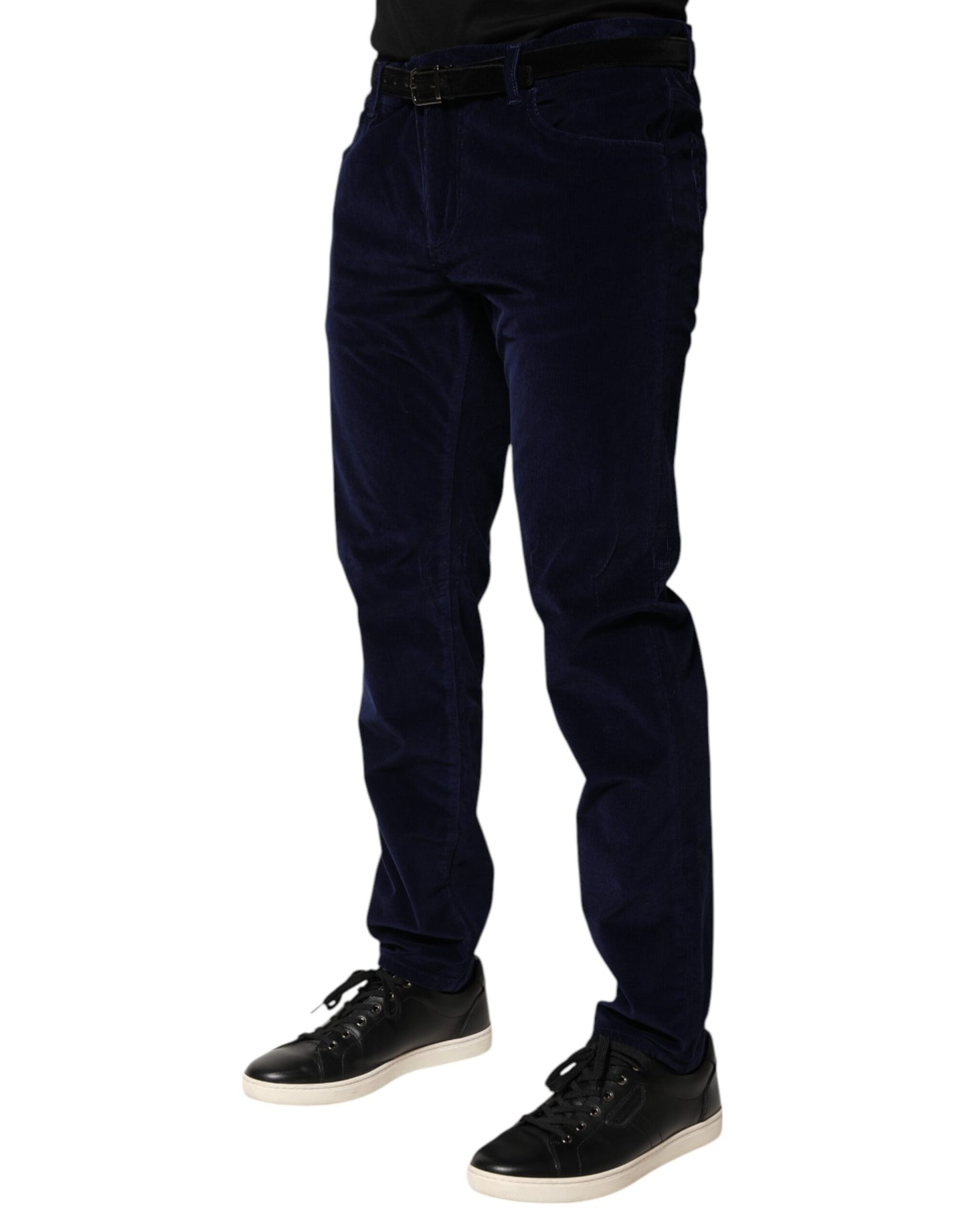 Dolce & Gabbana – Marineblaue, konisch zulaufende Hose aus Baumwolle