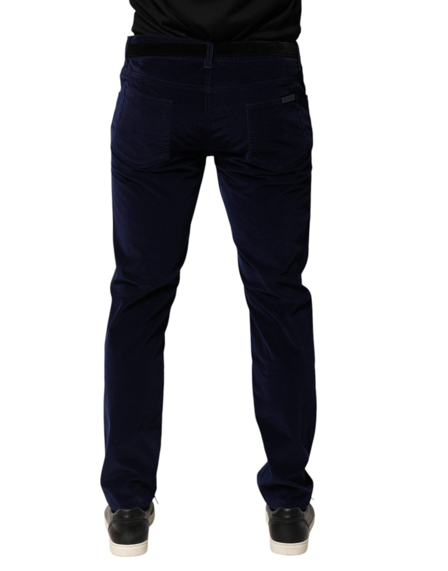 Dolce & Gabbana – Marineblaue, konisch zulaufende Hose aus Baumwolle