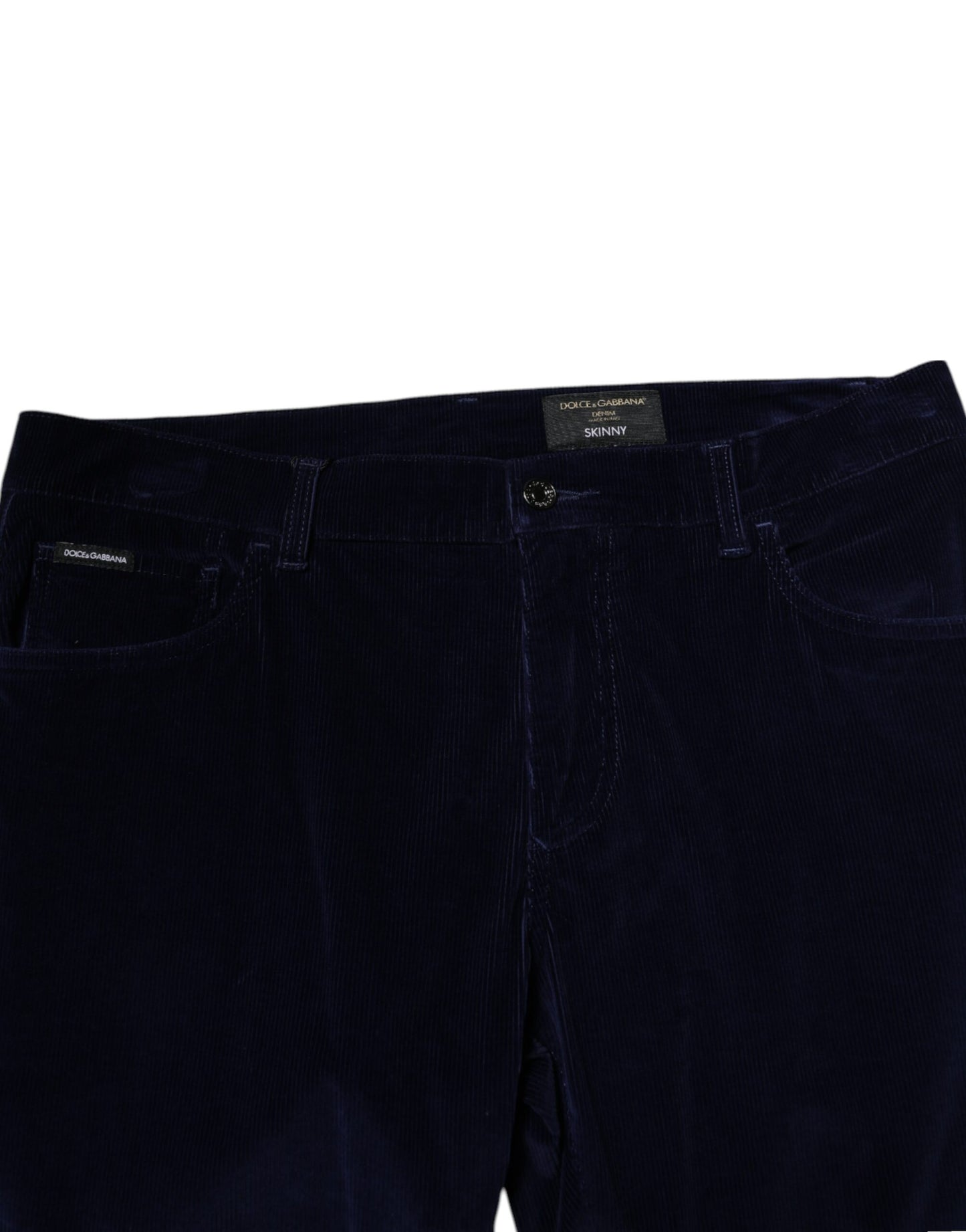 Dolce & Gabbana – Marineblaue, konisch zulaufende Hose aus Baumwolle