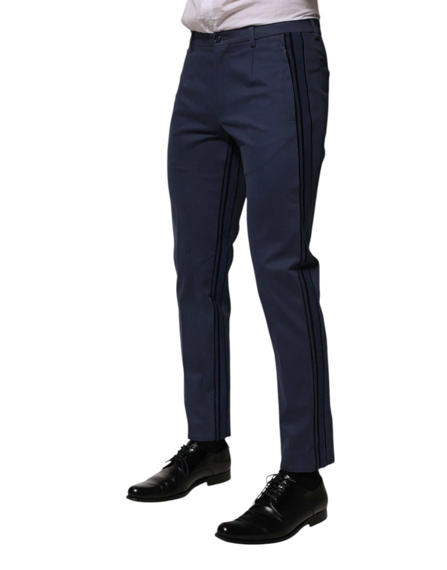 Dolce & Gabbana Blaue, schmal zulaufende Hose aus Baumwolle für Herren