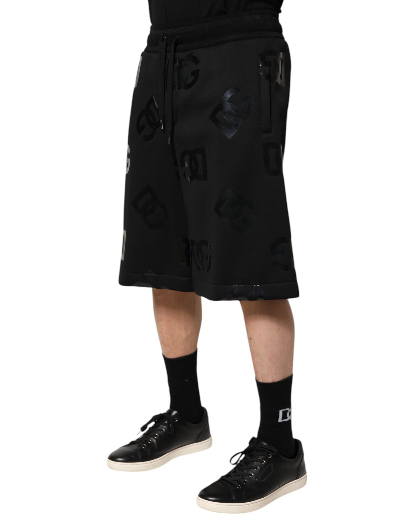 Dolce & Gabbana – Schwarze Bermuda-Sweatshorts aus Baumwolle mit Logo