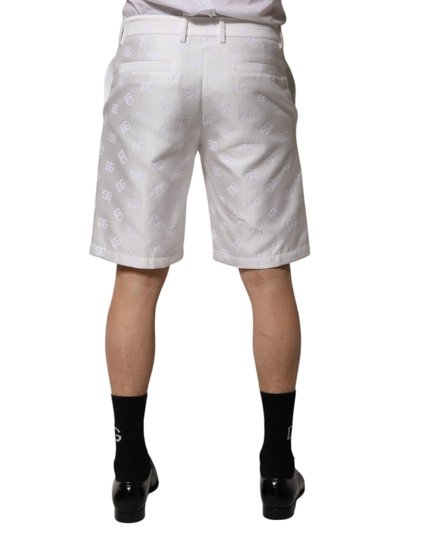 Dolce & Gabbana – Weiße Baumwoll-Hosenshorts mit DNA-DG-Patch-Logo