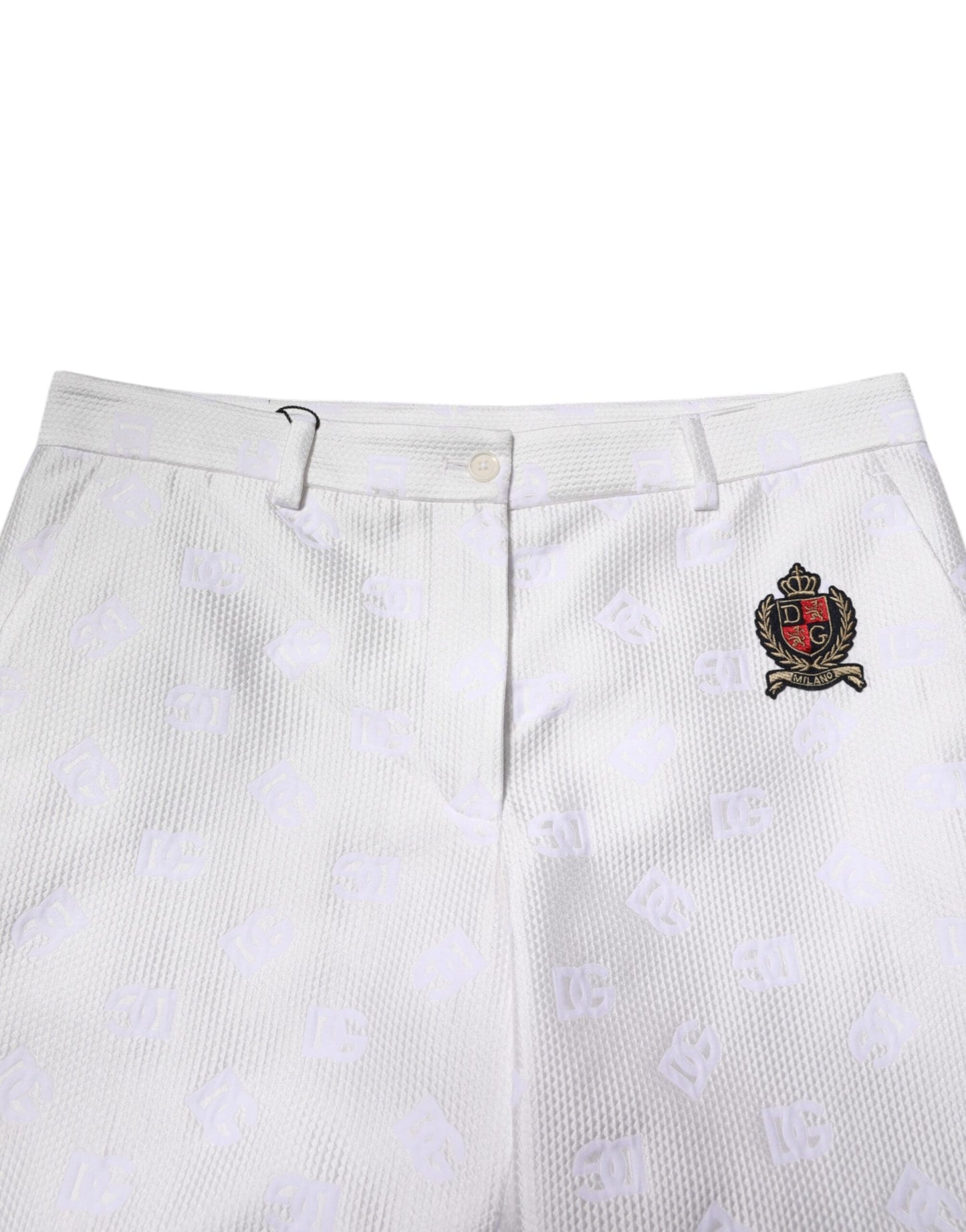 Dolce & Gabbana – Weiße Baumwoll-Hosenshorts mit DNA-DG-Patch-Logo