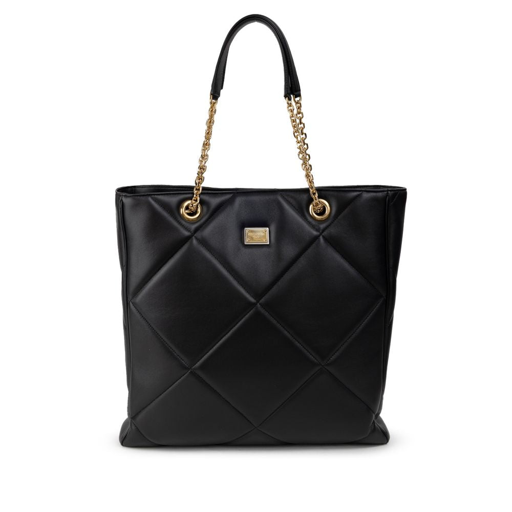 Dolce & Gabbana – Schwarze Leder-Einkaufstasche