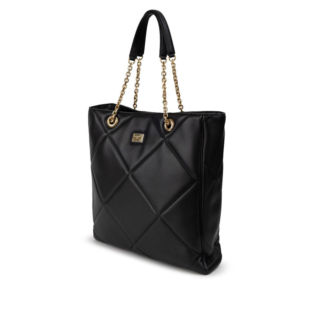 Dolce & Gabbana – Schwarze Leder-Einkaufstasche