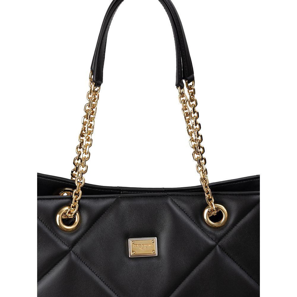 Dolce & Gabbana – Schwarze Leder-Einkaufstasche