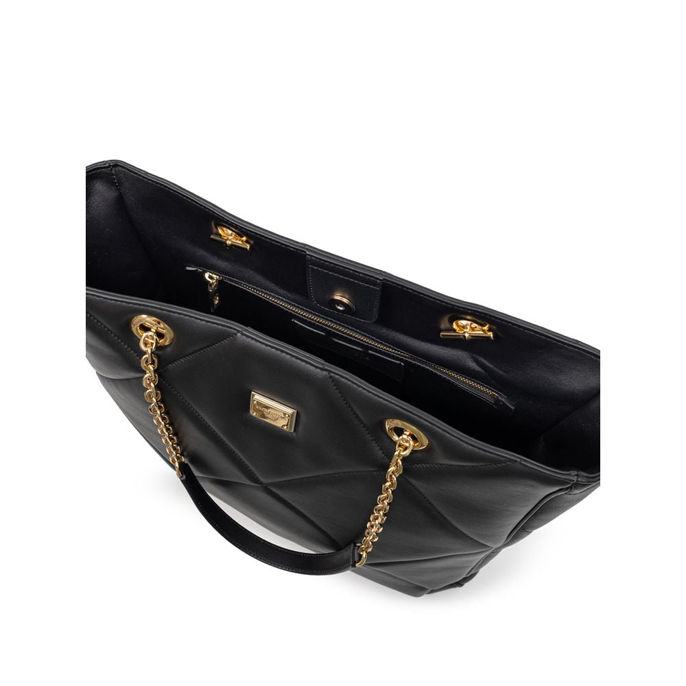 Dolce & Gabbana – Schwarze Leder-Einkaufstasche