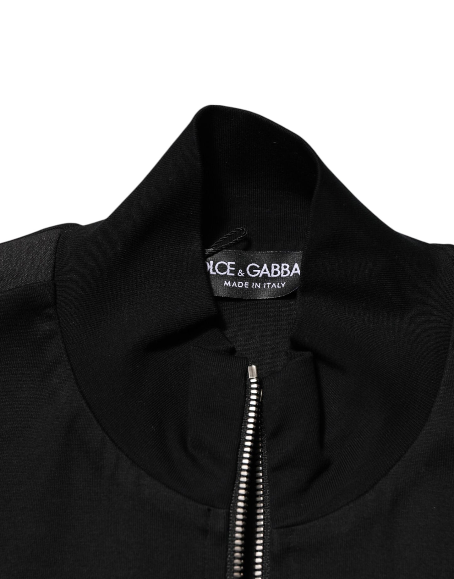 Dolce & Gabbana – Schwarze Bomberjacke aus Baumwolle mit durchgehendem Reißverschluss und Logo