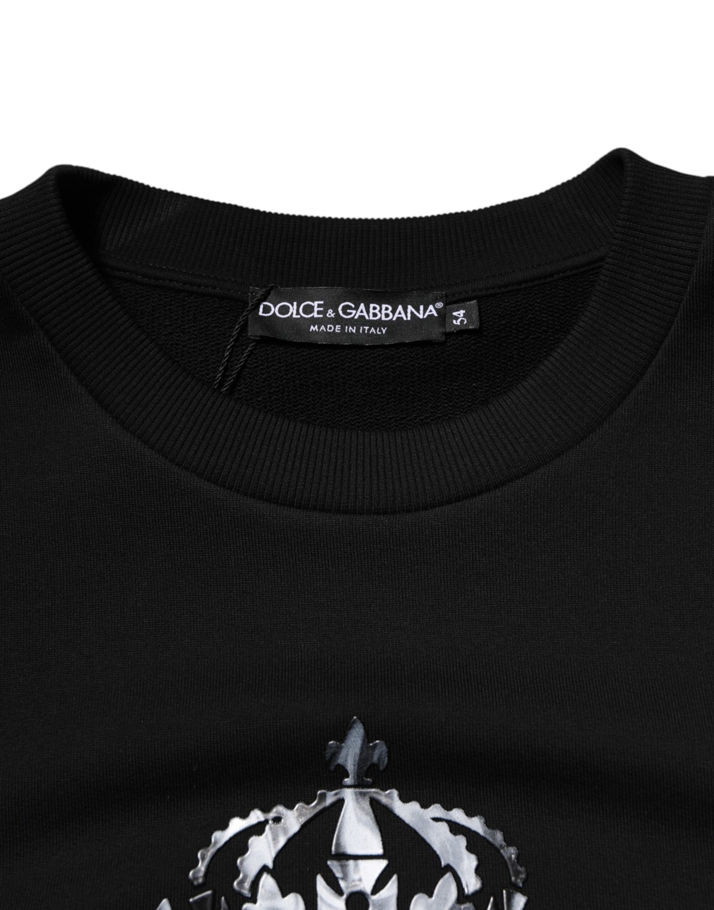 Dolce & Gabbana – Schwarzes Sweatshirt mit Rundhalsausschnitt und DG-Logo aus Baumwolle