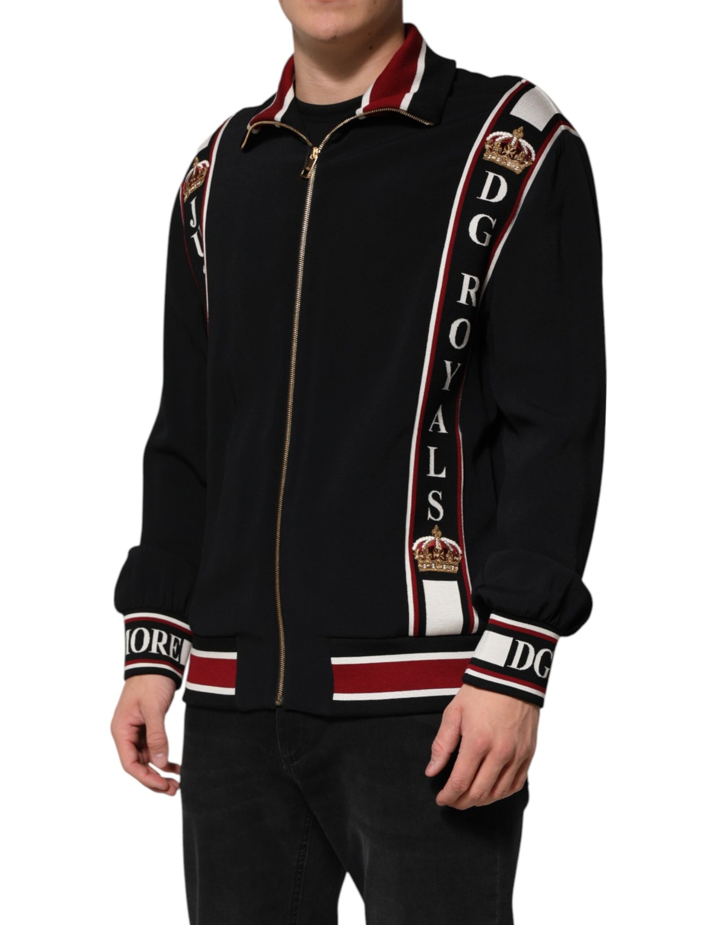 Dolce & Gabbana – Schwarzes DG King-Sweatshirt mit durchgehendem Reißverschluss