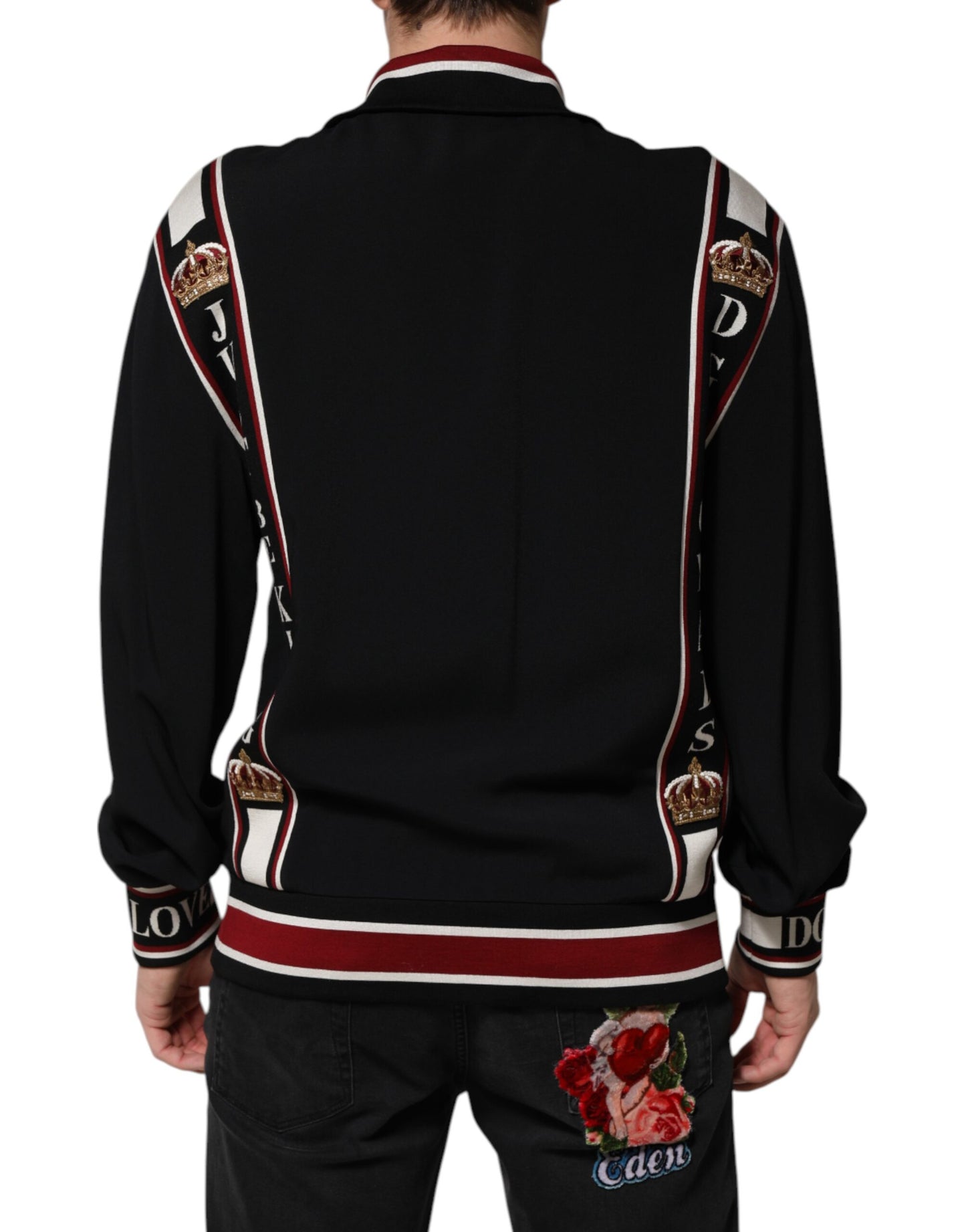 Dolce & Gabbana – Schwarzes DG King-Sweatshirt mit durchgehendem Reißverschluss