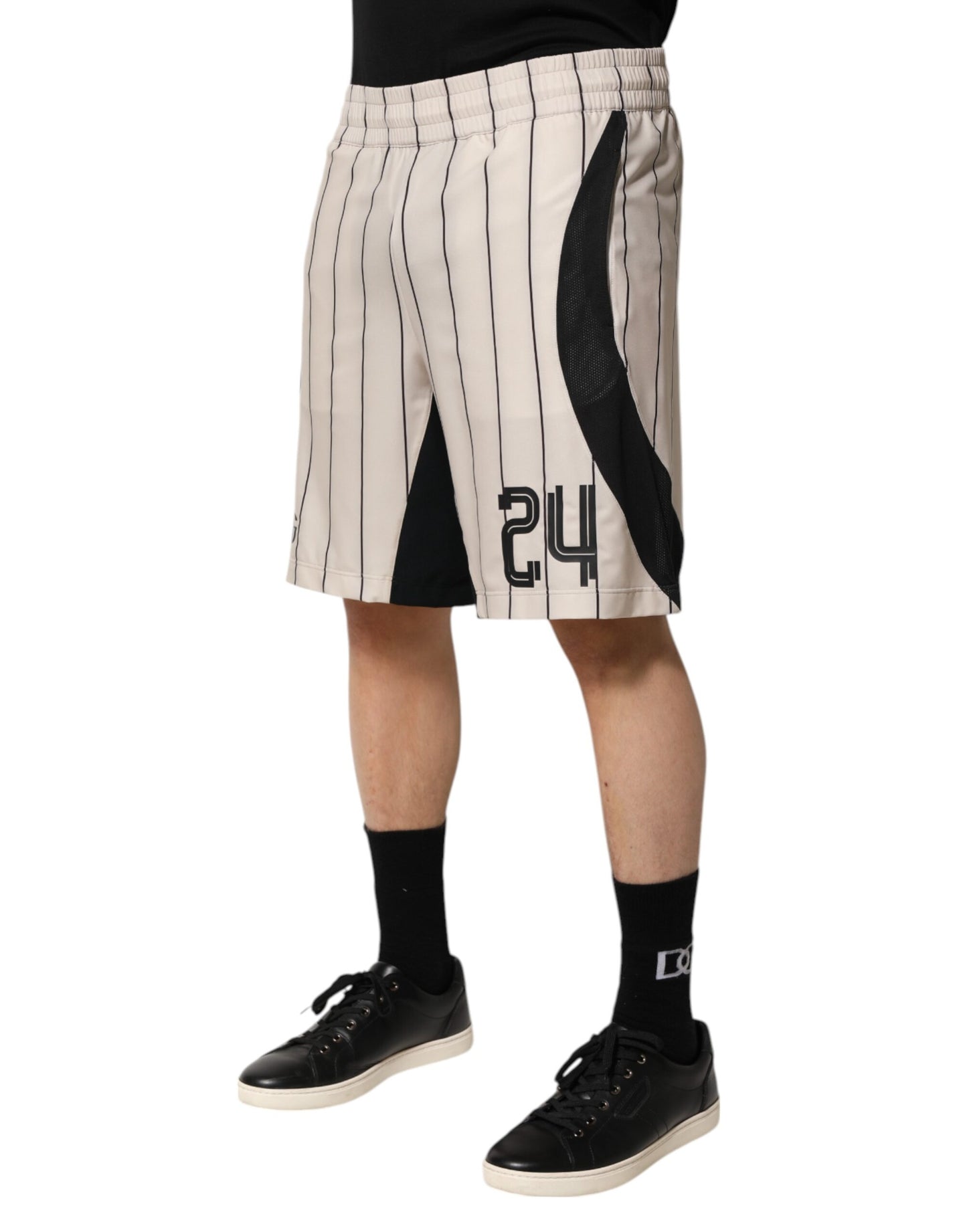 Dolce & Gabbana – Sweatshorts aus Polyester mit DG-Logo in Off-White