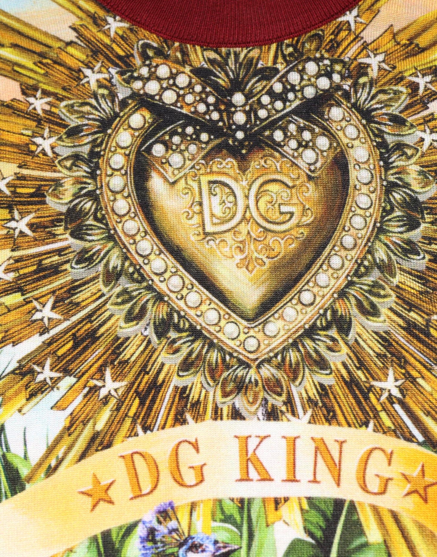 Dolce & Gabbana Pullover aus Seide mit tropischem Herz und Krone