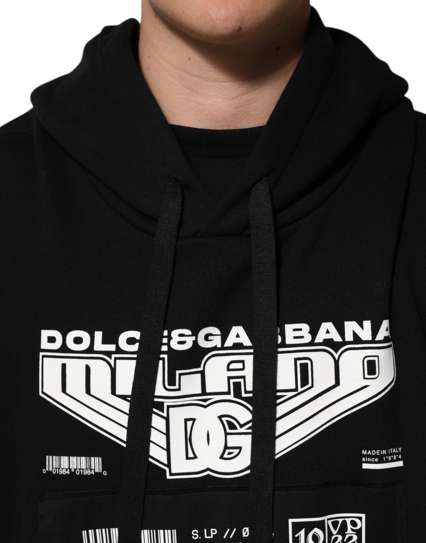 Dolce & Gabbana – Kapuzenpullover aus schwarzer Baumwolle mit DG Milano-Logoprint
