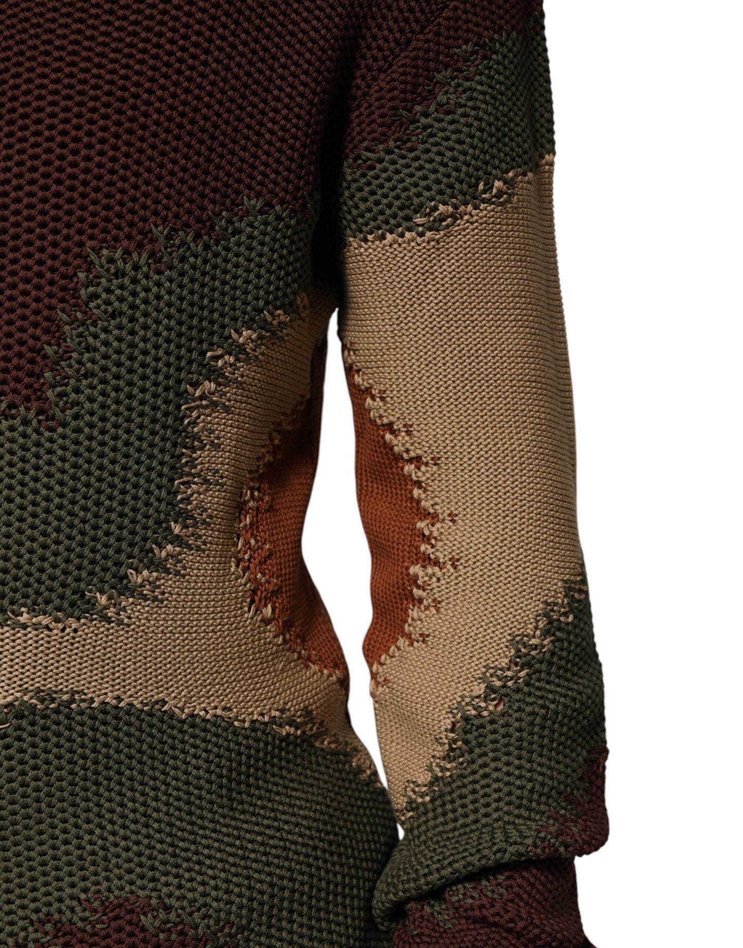 Dolce & Gabbana Mehrfarbiger abstrakter Herrenpullover aus Baumwolle