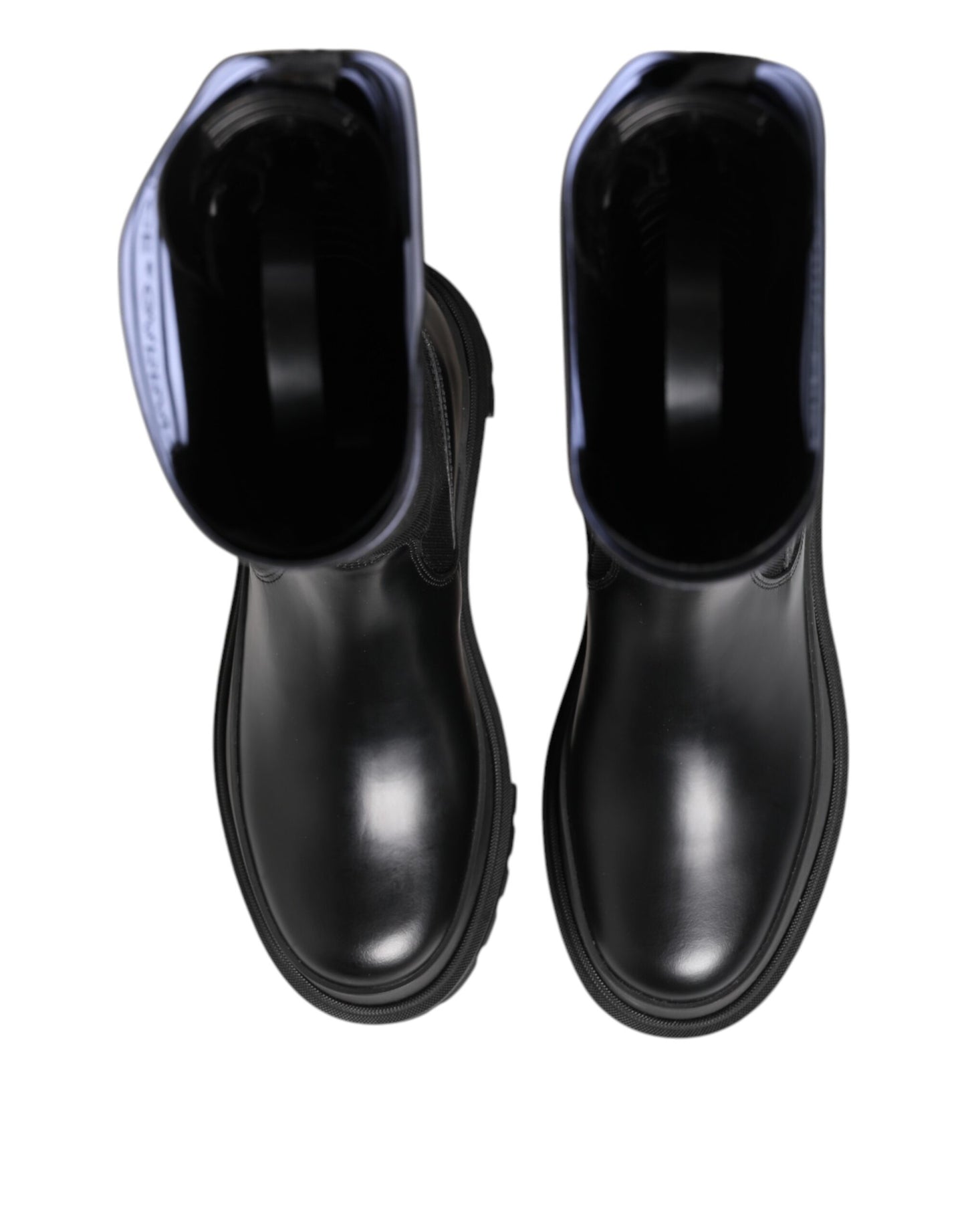 Dolce & Gabbana Schwarz Weiß Polyester Socken Hohe Stiefel Schuhe