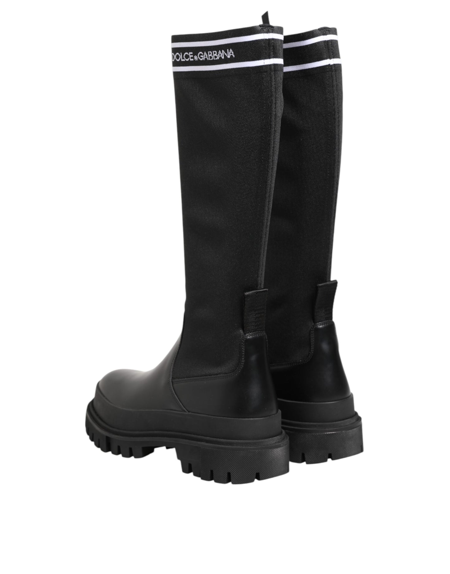 Dolce & Gabbana Schwarz Weiß Polyester Socken Hohe Stiefel Schuhe