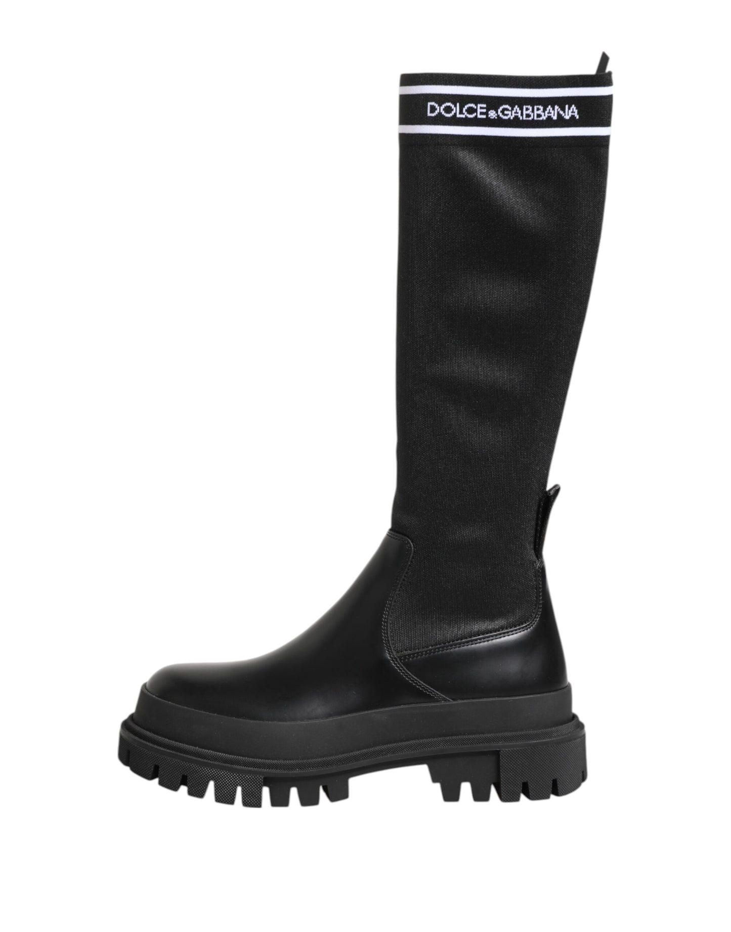 Dolce & Gabbana Schwarz Weiß Polyester Socken Hohe Stiefel Schuhe