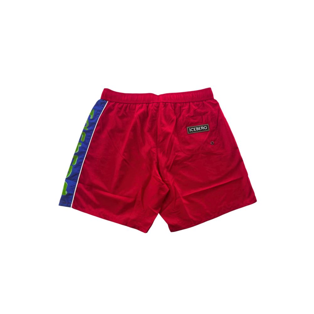 Iceberg Red Polyester Men Swim Shorts