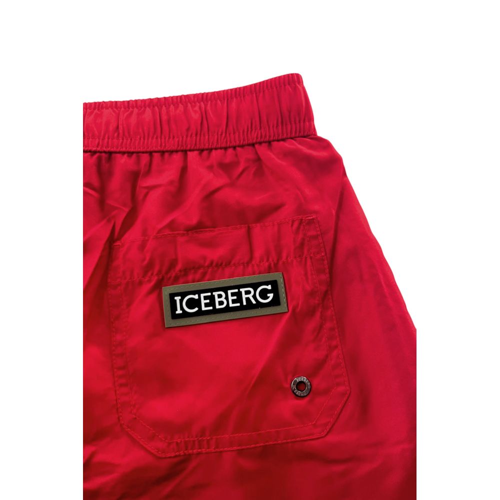 Iceberg Red Polyester Men Swim Shorts