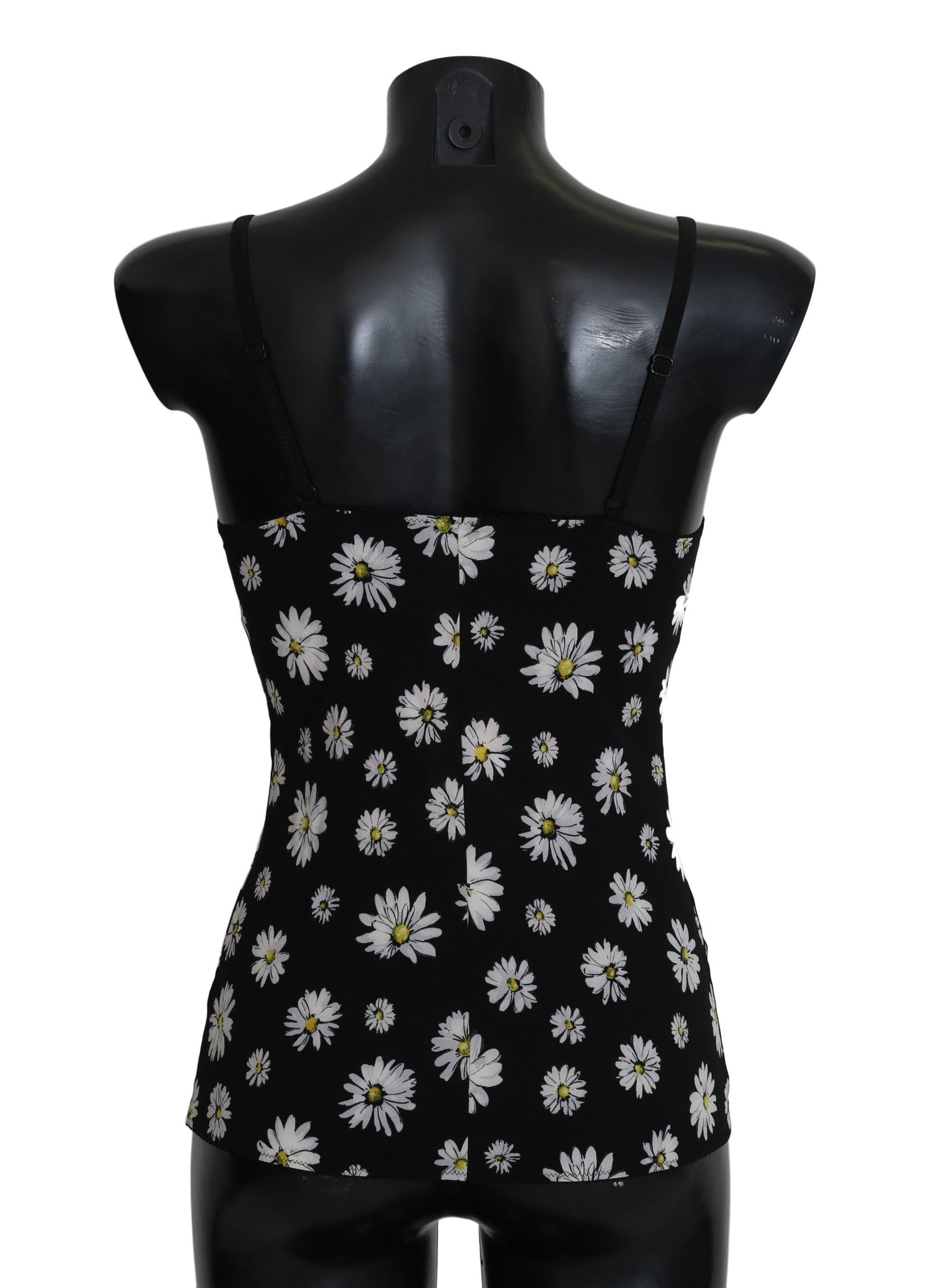 Dolce & Gabbana Schwarzes Dessous-Chemisole-Kleid mit Gänseblümchen-Print