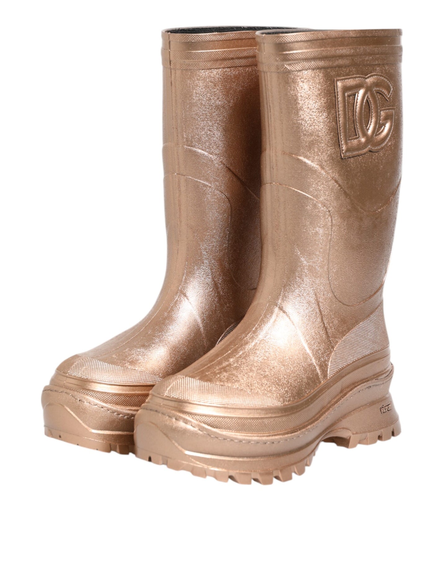 Dolce & Gabbana Roségold Gummistiefel zum Hineinschlüpfen