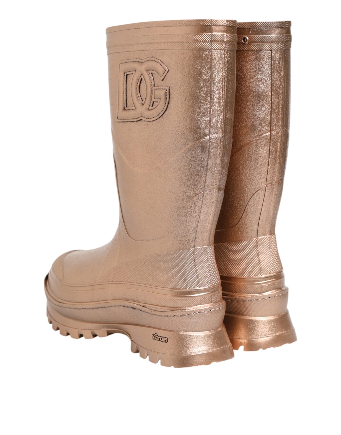Dolce & Gabbana Roségold Gummistiefel zum Hineinschlüpfen