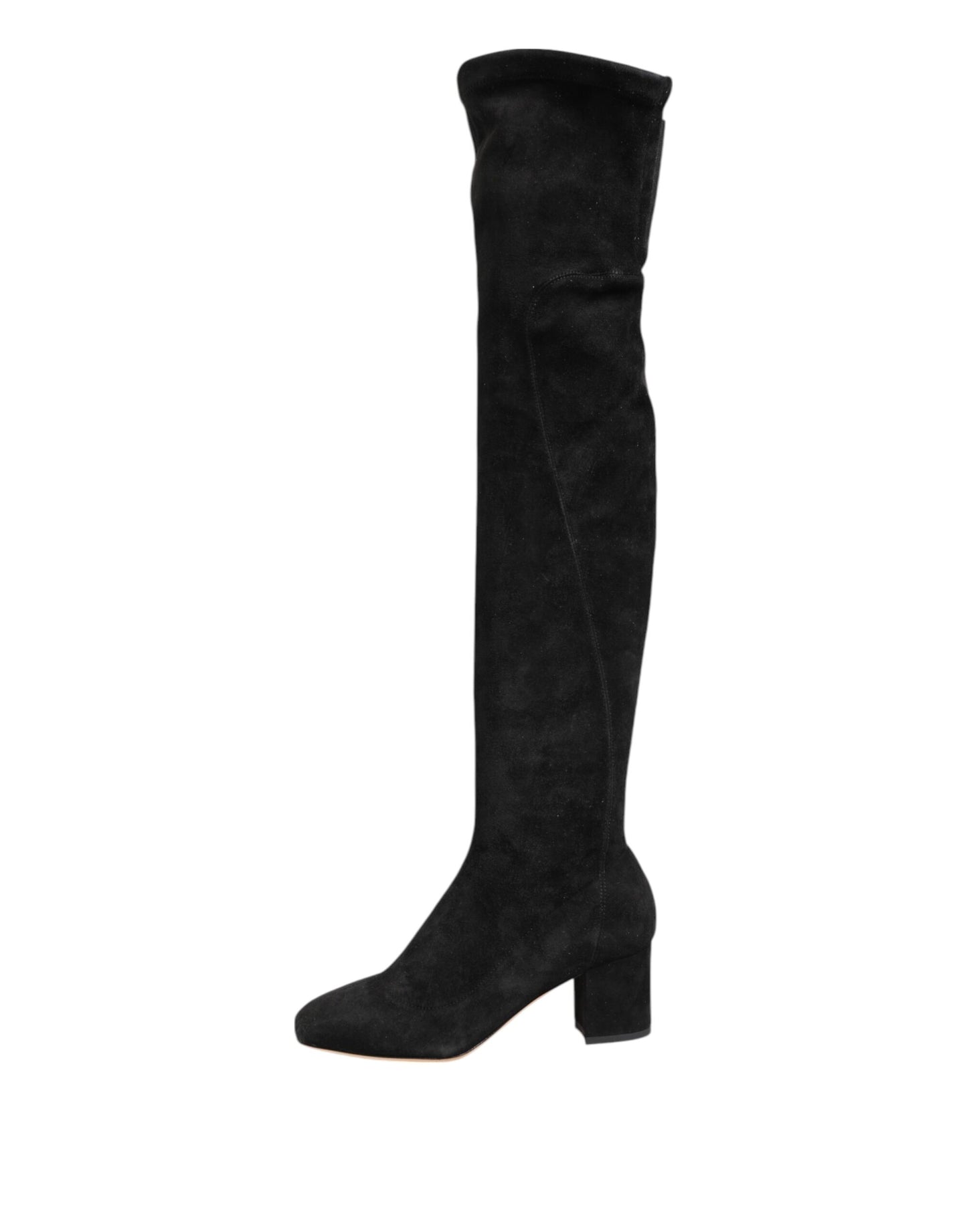 Dolce & Gabbana – Kniehohe Stiefel aus schwarzem Wildleder