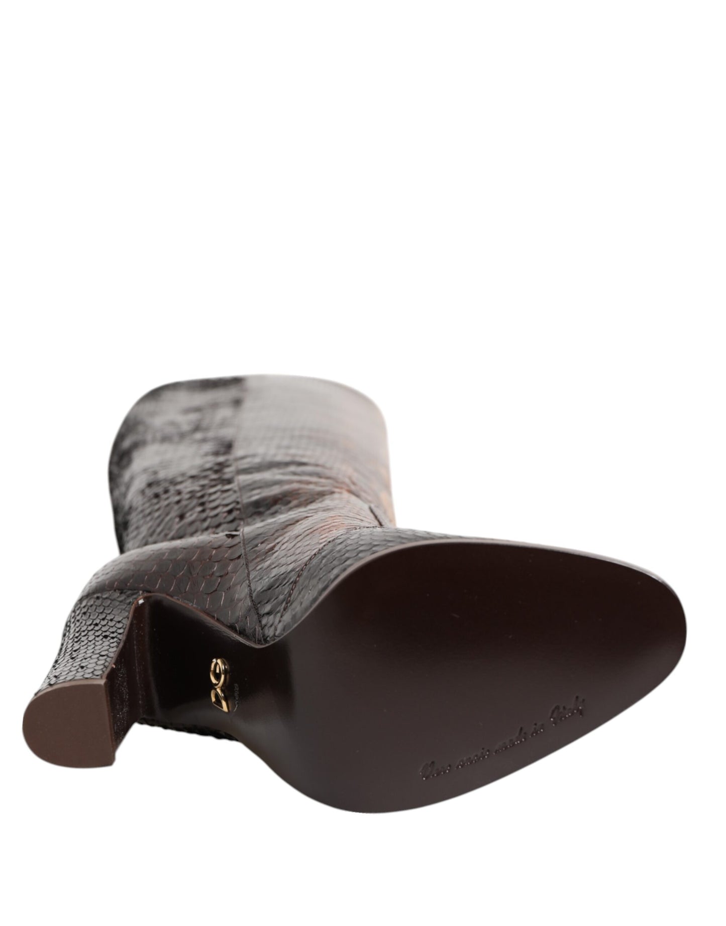 Dolce & Gabbana – Reitstiefel mit Python-Schlangenhaut-Print in Braun