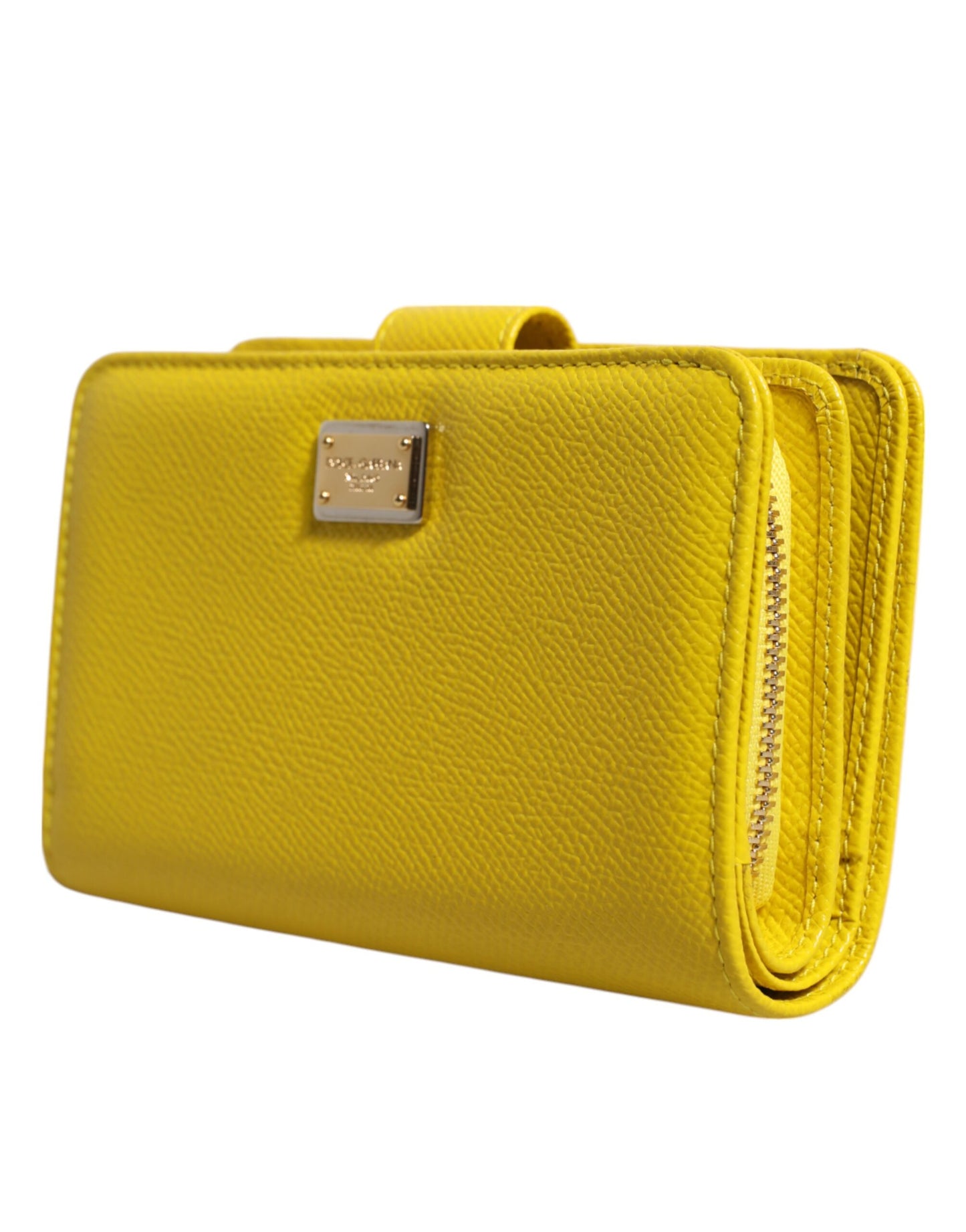 Dolce & Gabbana – Zweifach gefaltete Clutch aus gelbem Leder im Continental-Stil