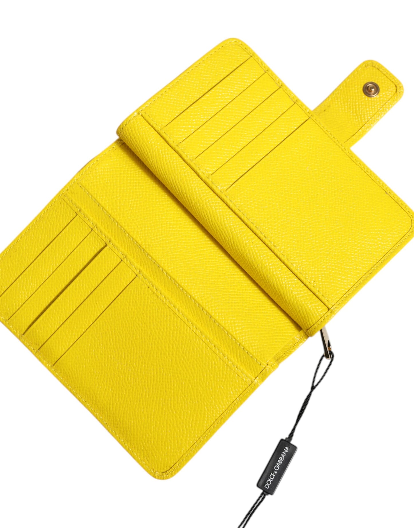 Dolce & Gabbana – Zweifach gefaltete Clutch aus gelbem Leder im Continental-Stil