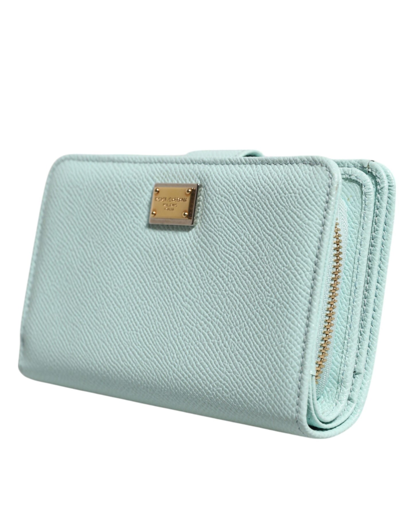 Dolce & Gabbana – Mintgrüne, zweifach faltbare Continental-Clutch aus Leder