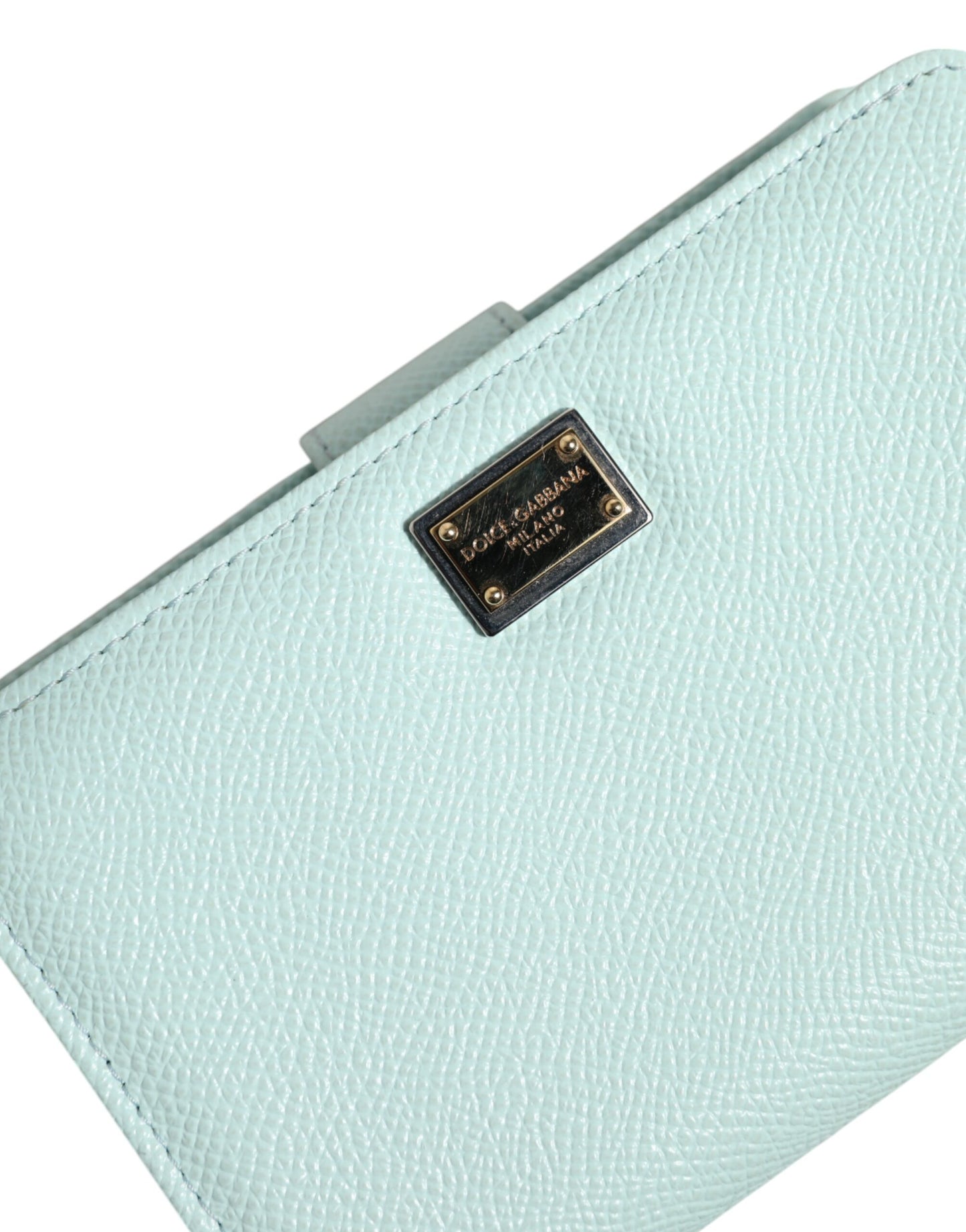 Dolce & Gabbana – Mintgrüne, zweifach faltbare Continental-Clutch aus Leder