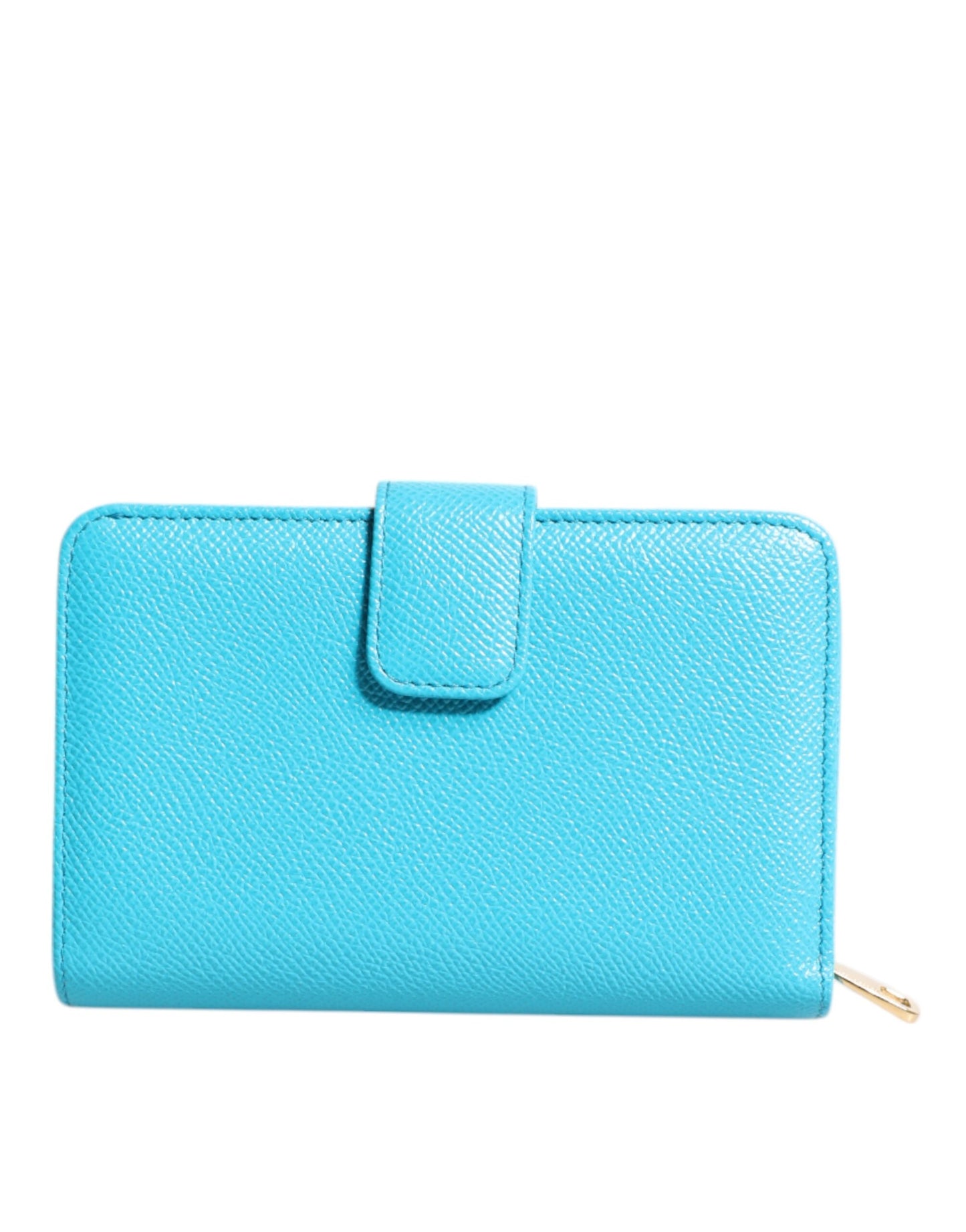 Dolce & Gabbana Hellblaue, zweifach faltbare Clutch aus Leder im Kontinentalstil